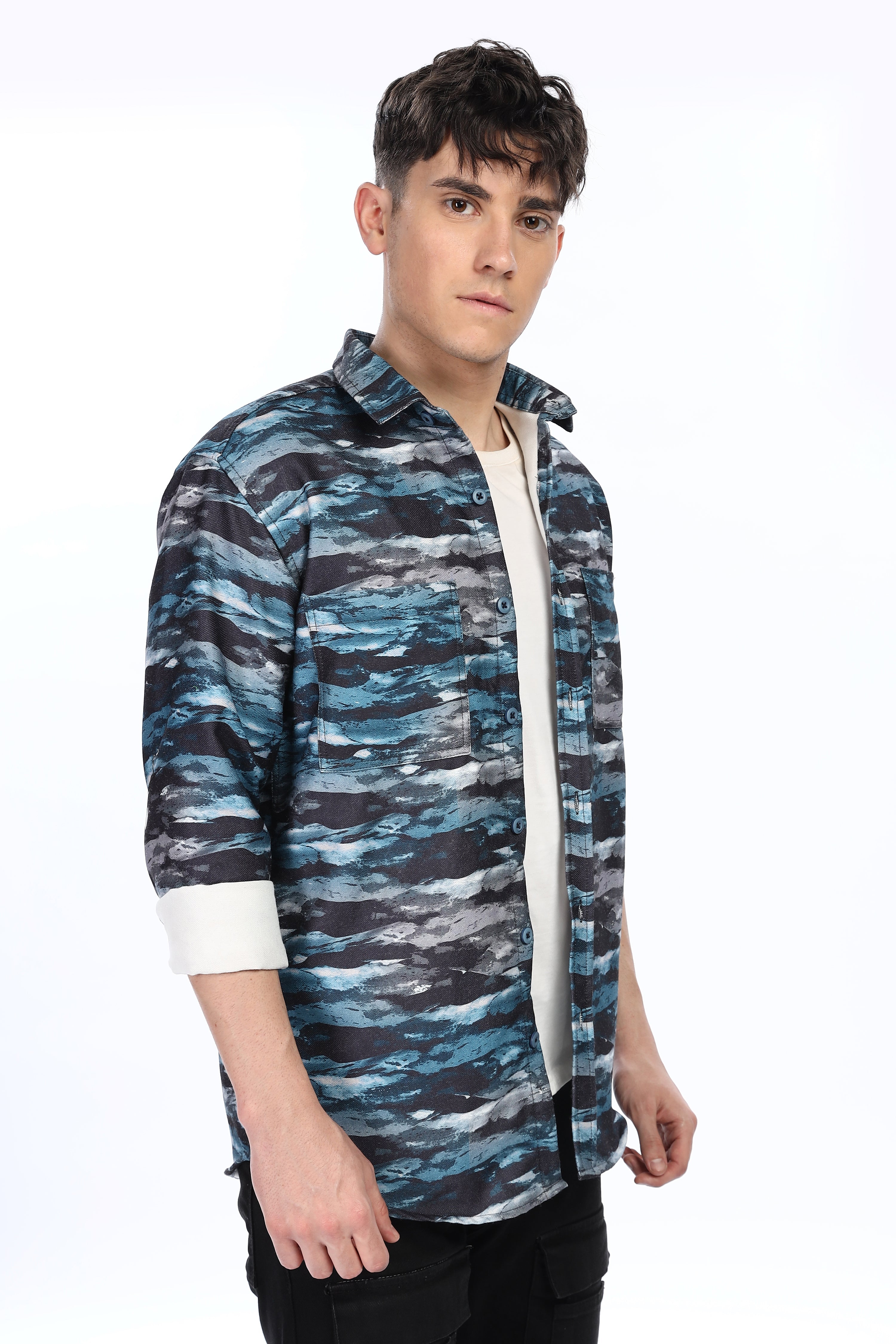 Blue Waves Relaxed Fit Overshirt