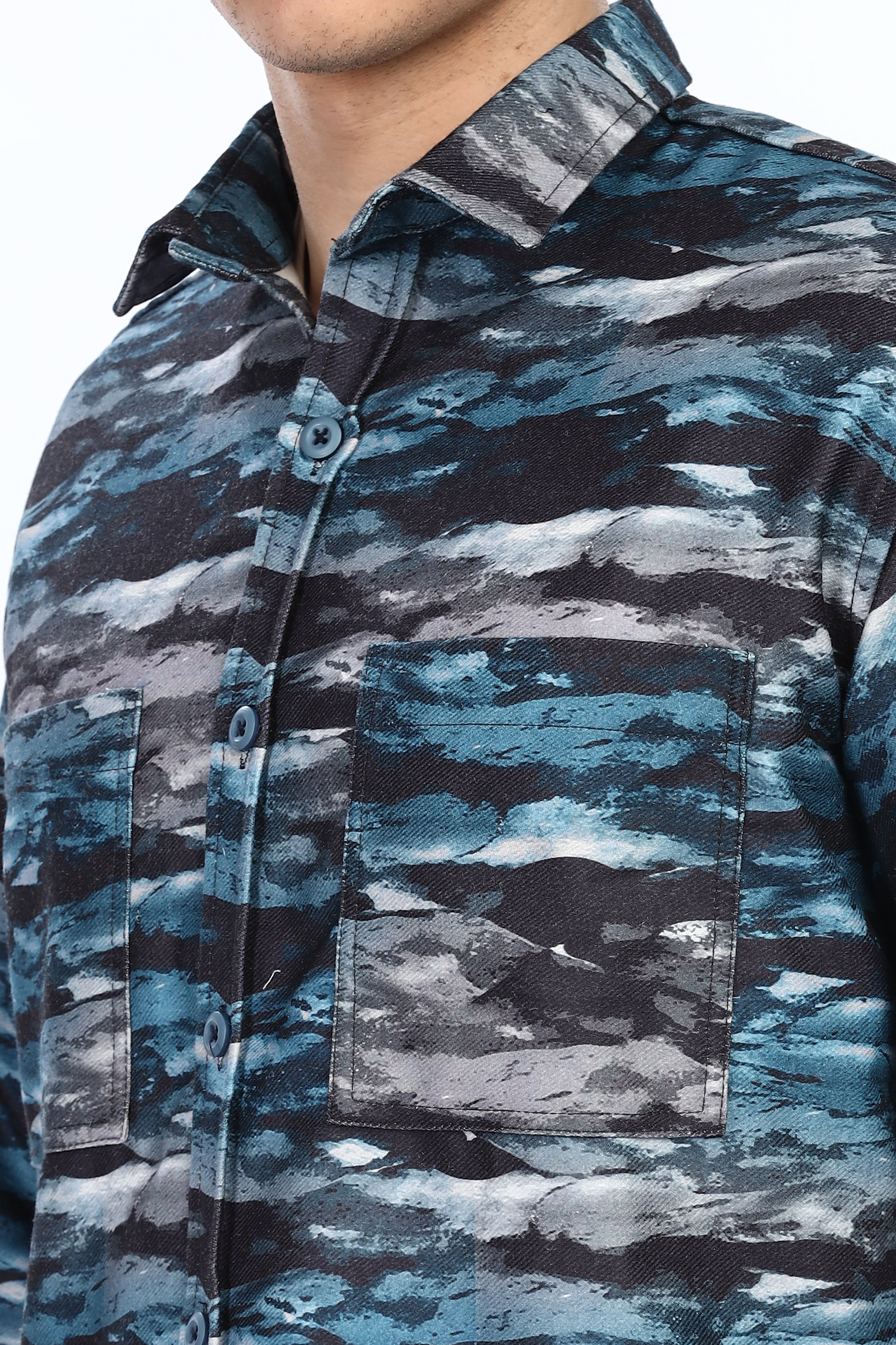 Blue Waves Relaxed Fit Overshirt