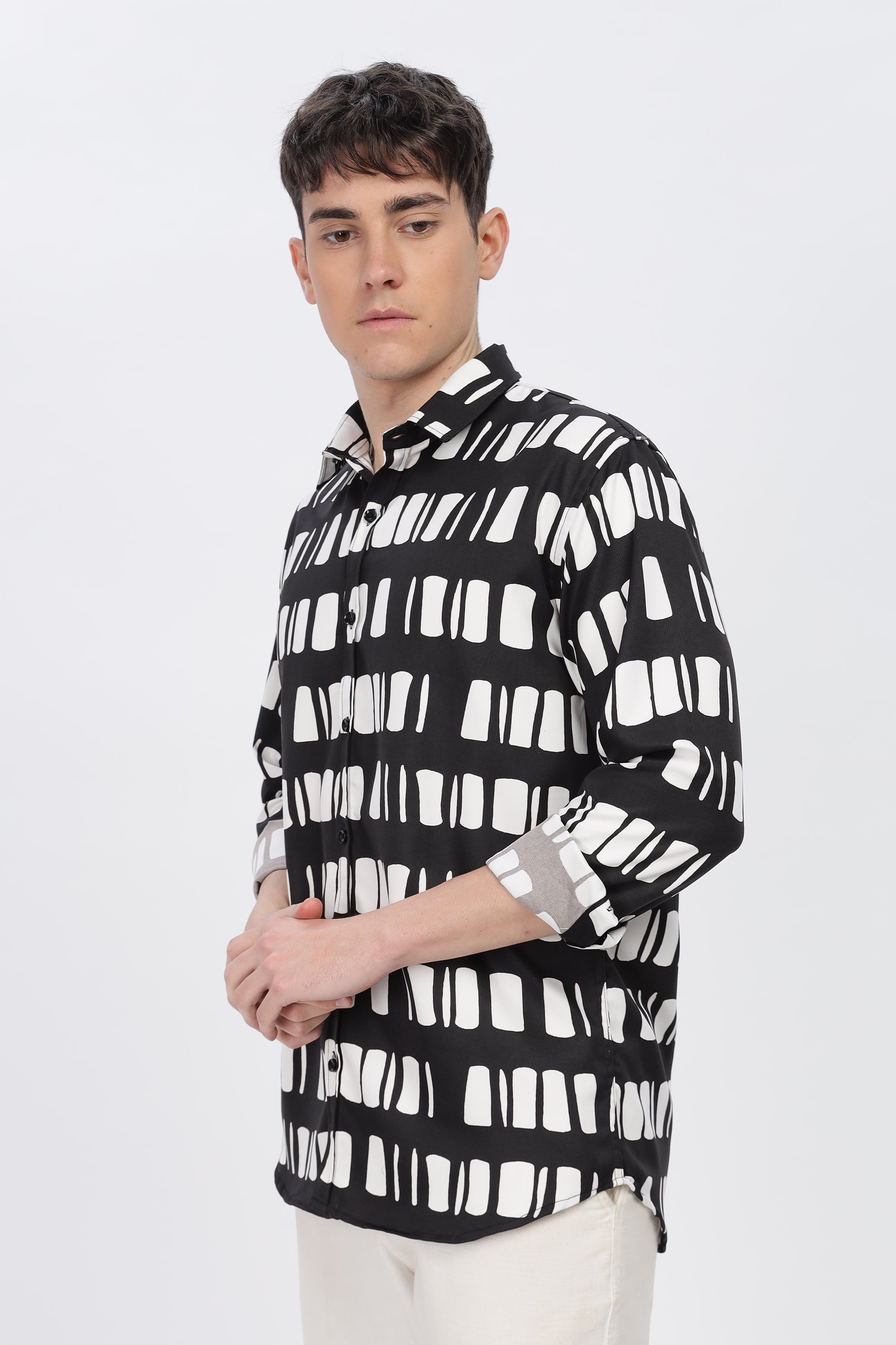 White Box Abstract Slim Fit Shirt