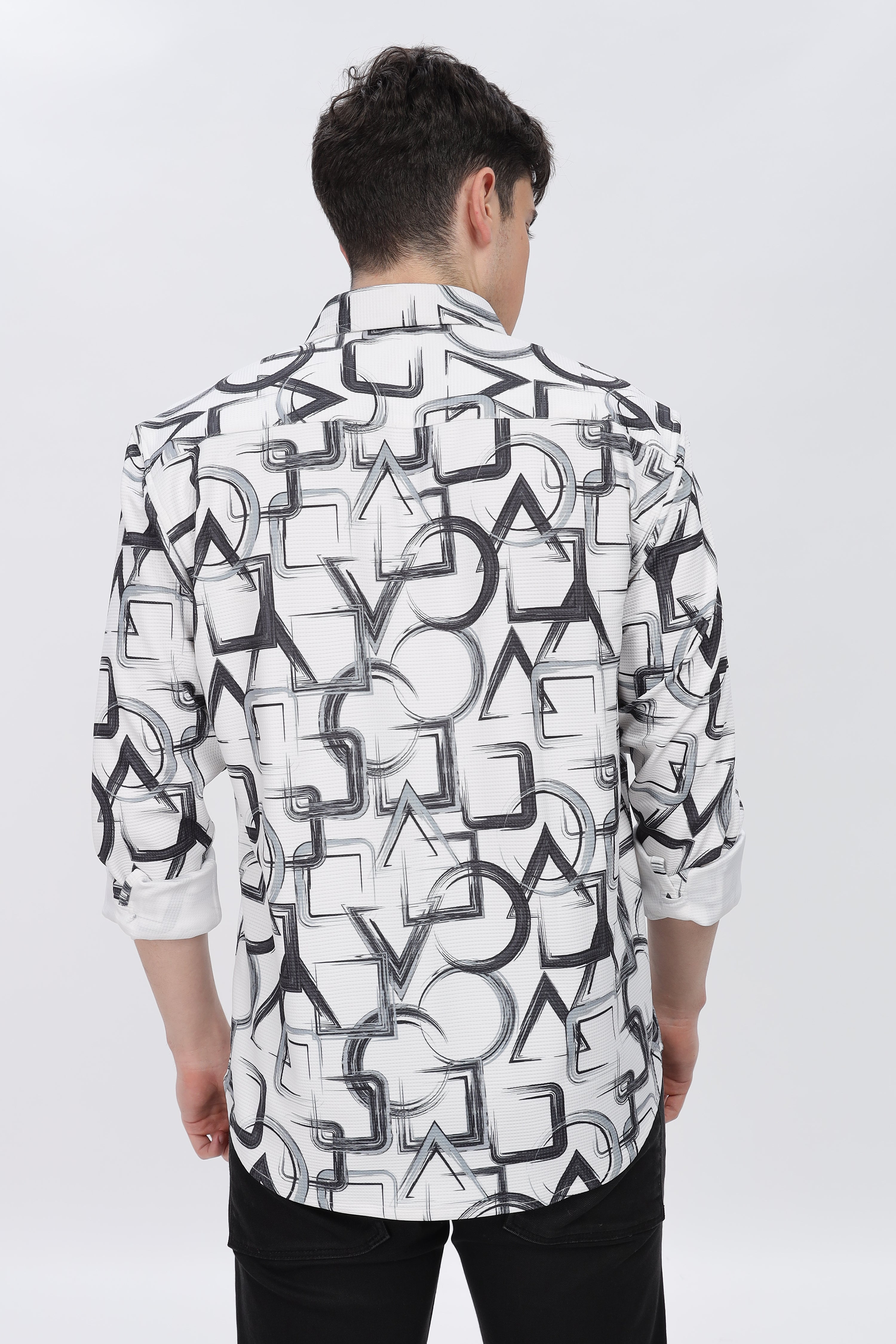 Black Abstrical Slim Fit Shirt