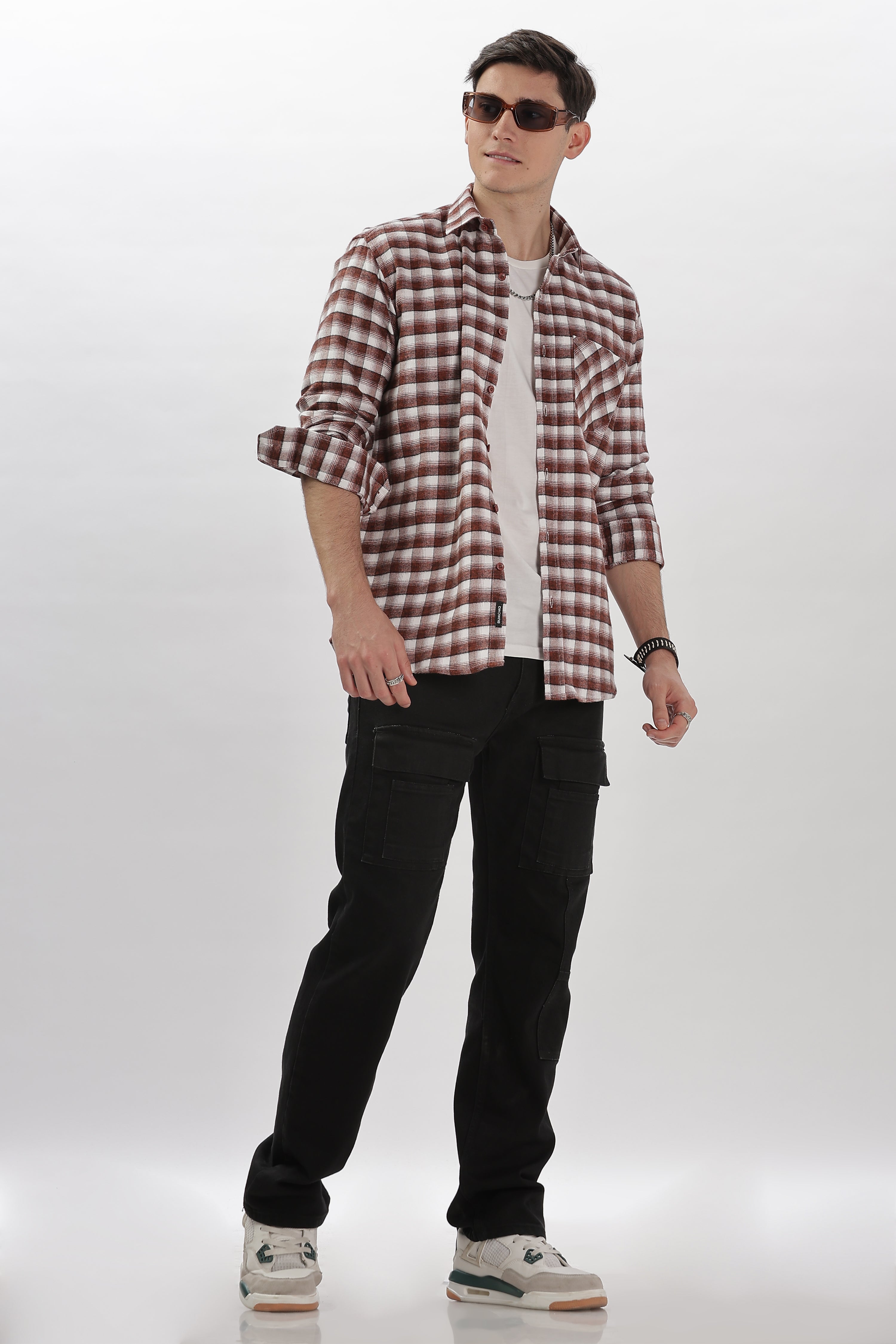mini maroon flannel relaxed fit overshirt