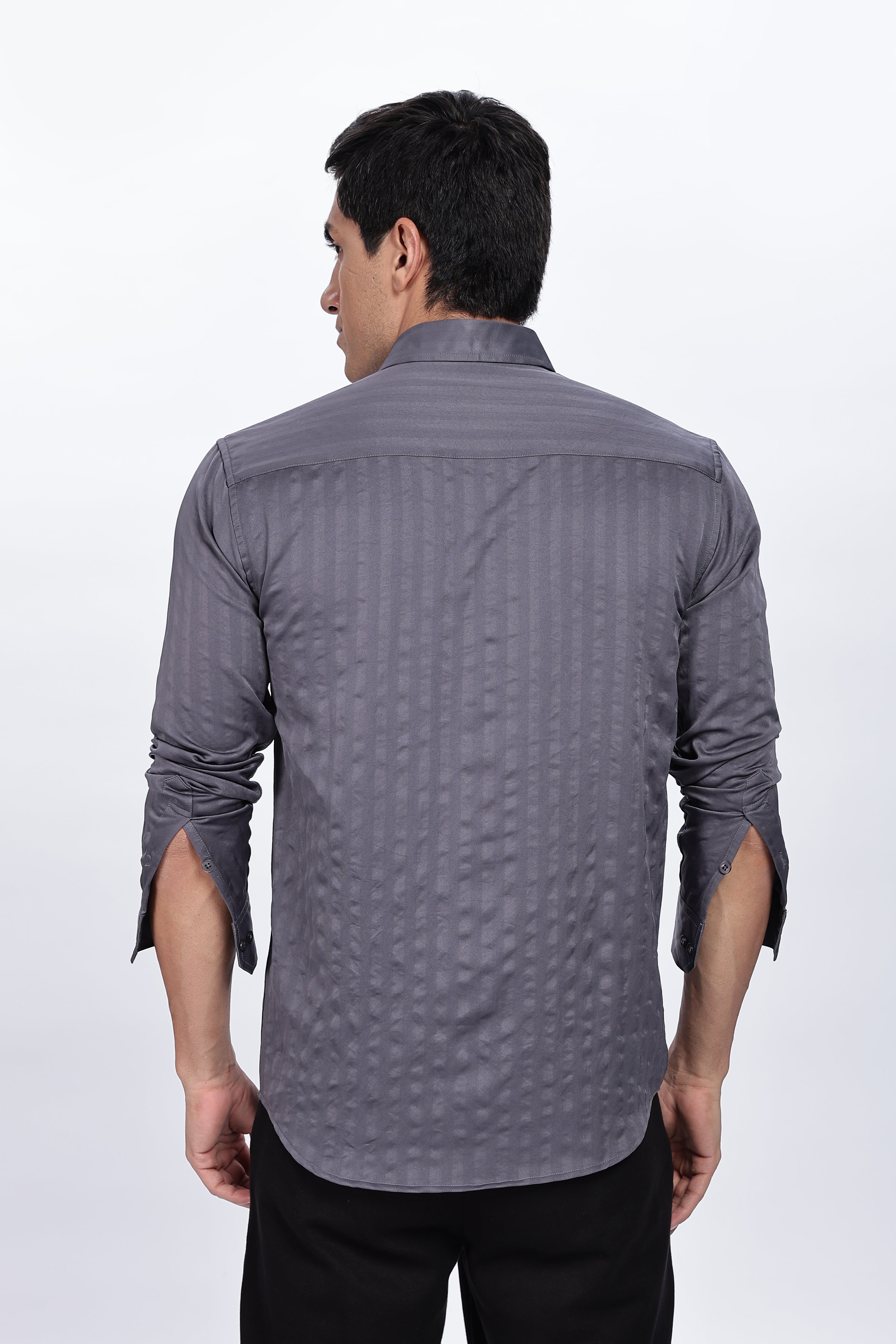 Grey Stripes Solid Shirt