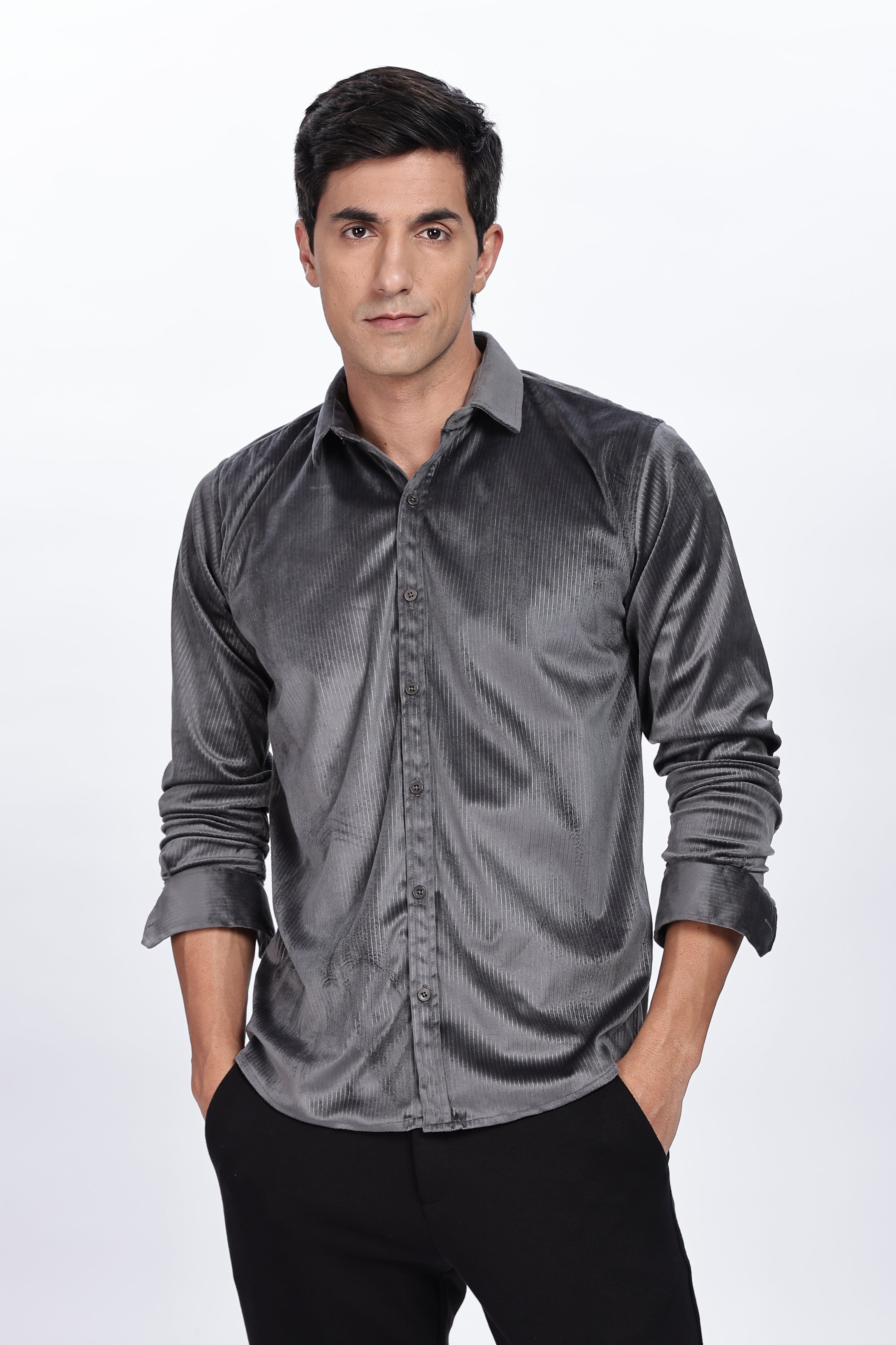 Pleat Creased Grey Shirt