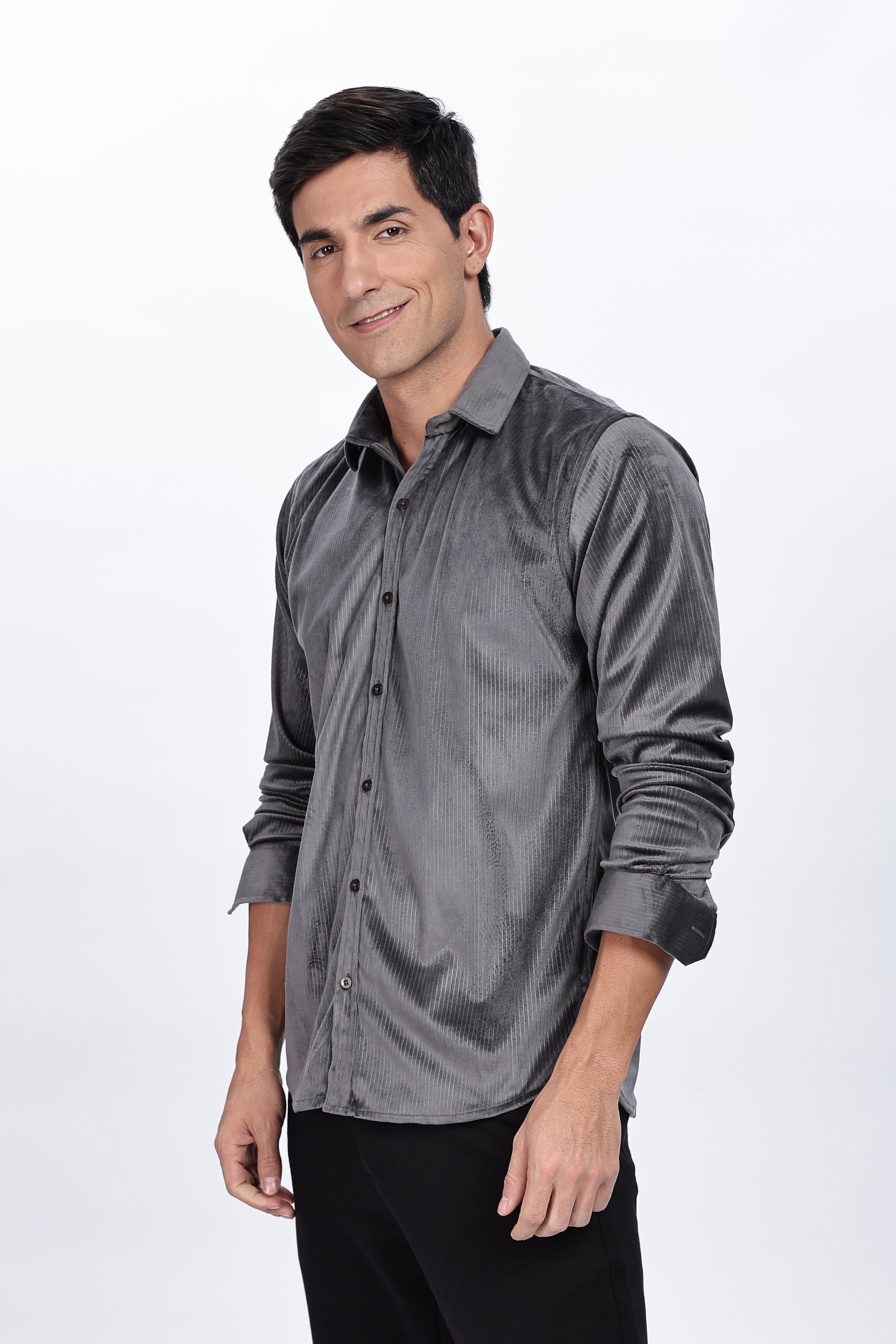 Pleat Creased Grey Shirt