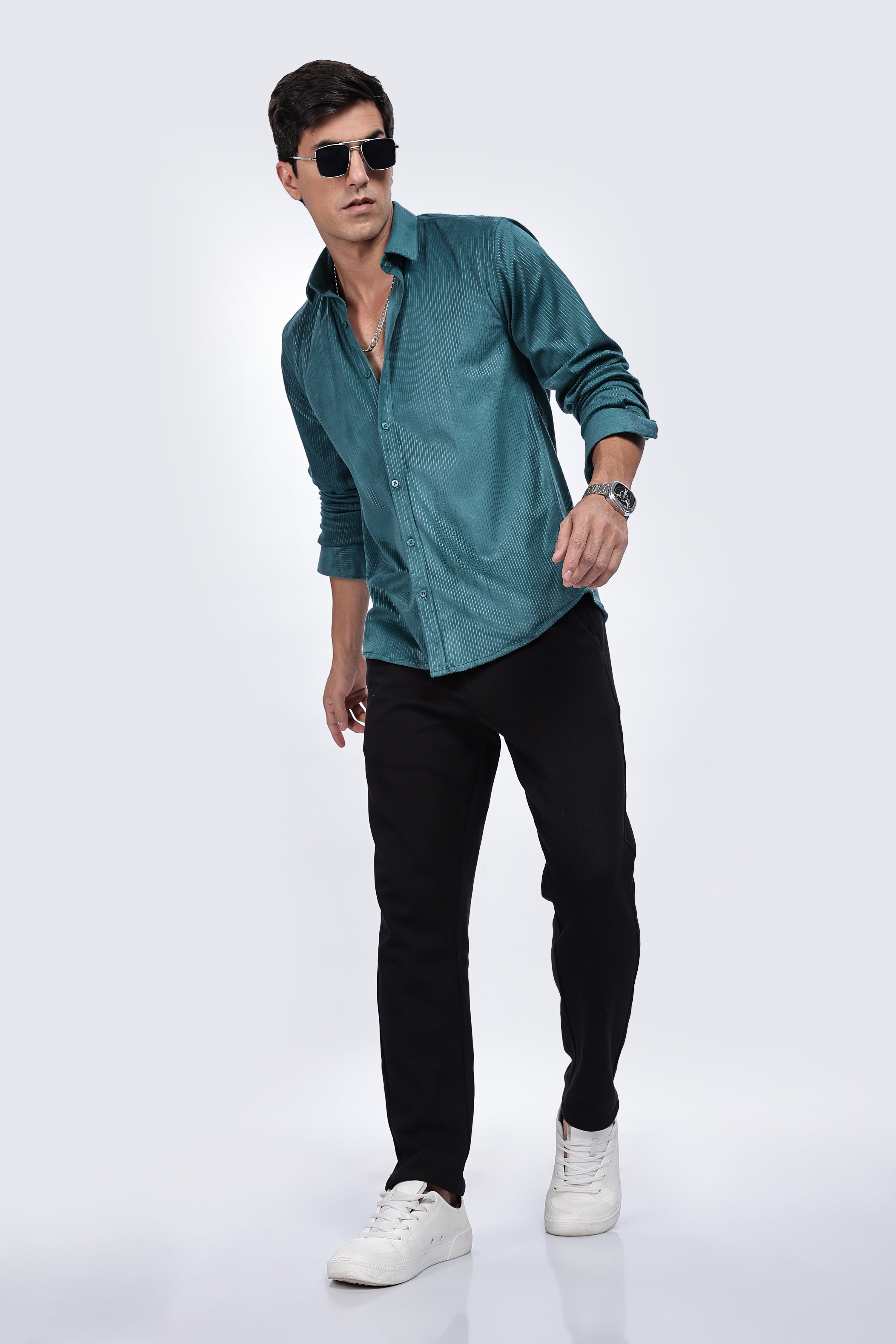Pleat Creased Teal shirt