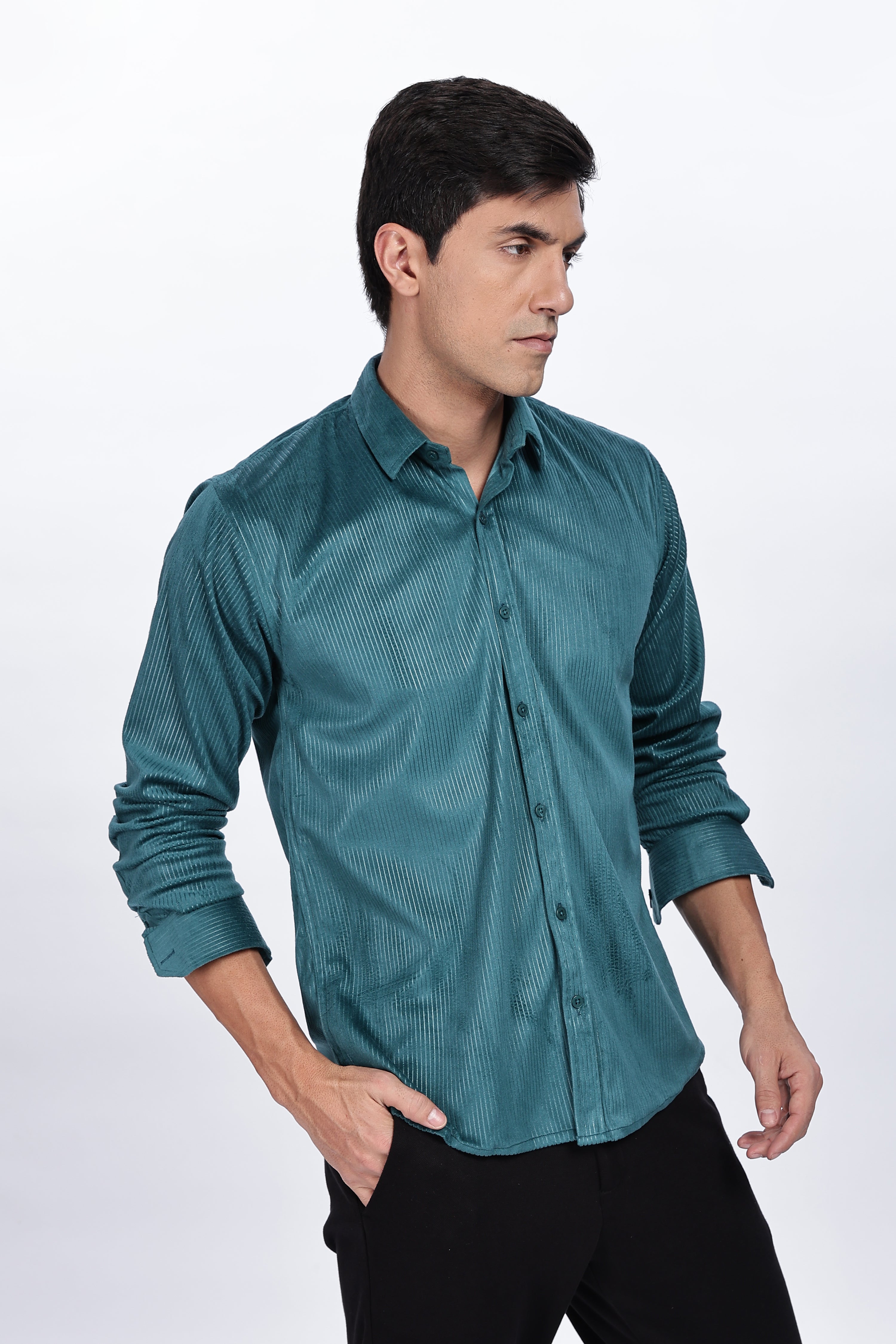 Pleat Creased Teal shirt