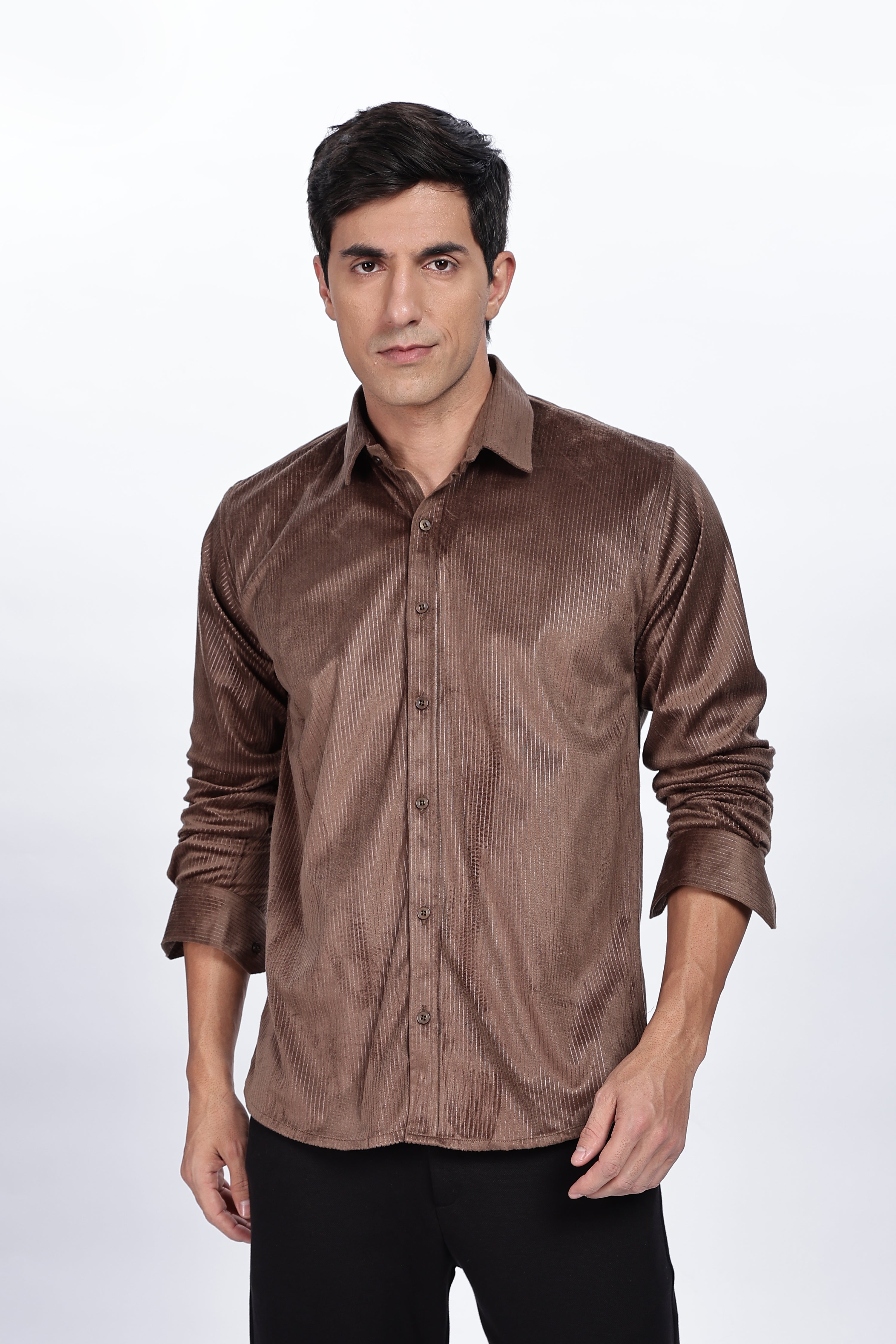 Pleat Creased Brown Shirt