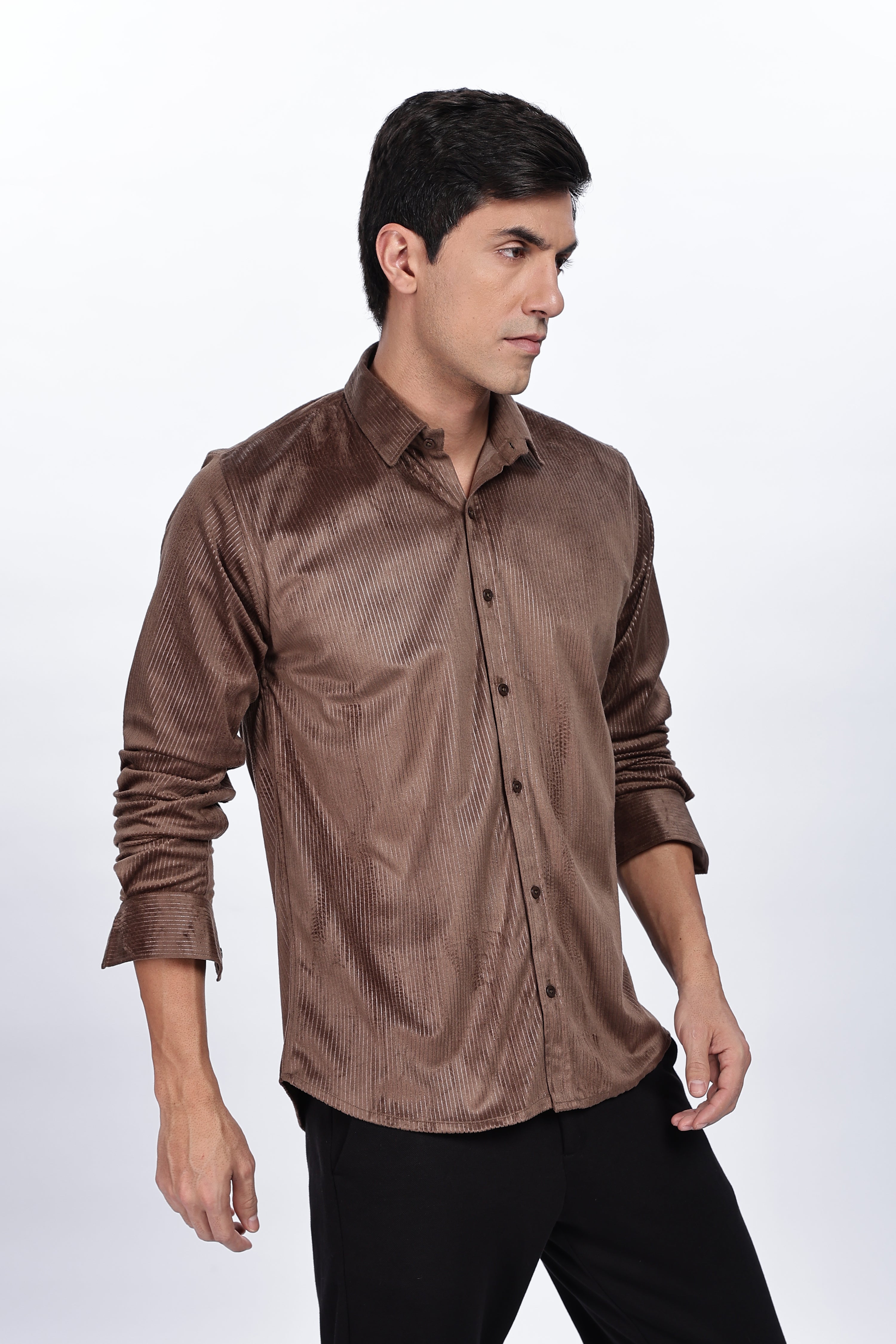 Pleat Creased Brown Shirt