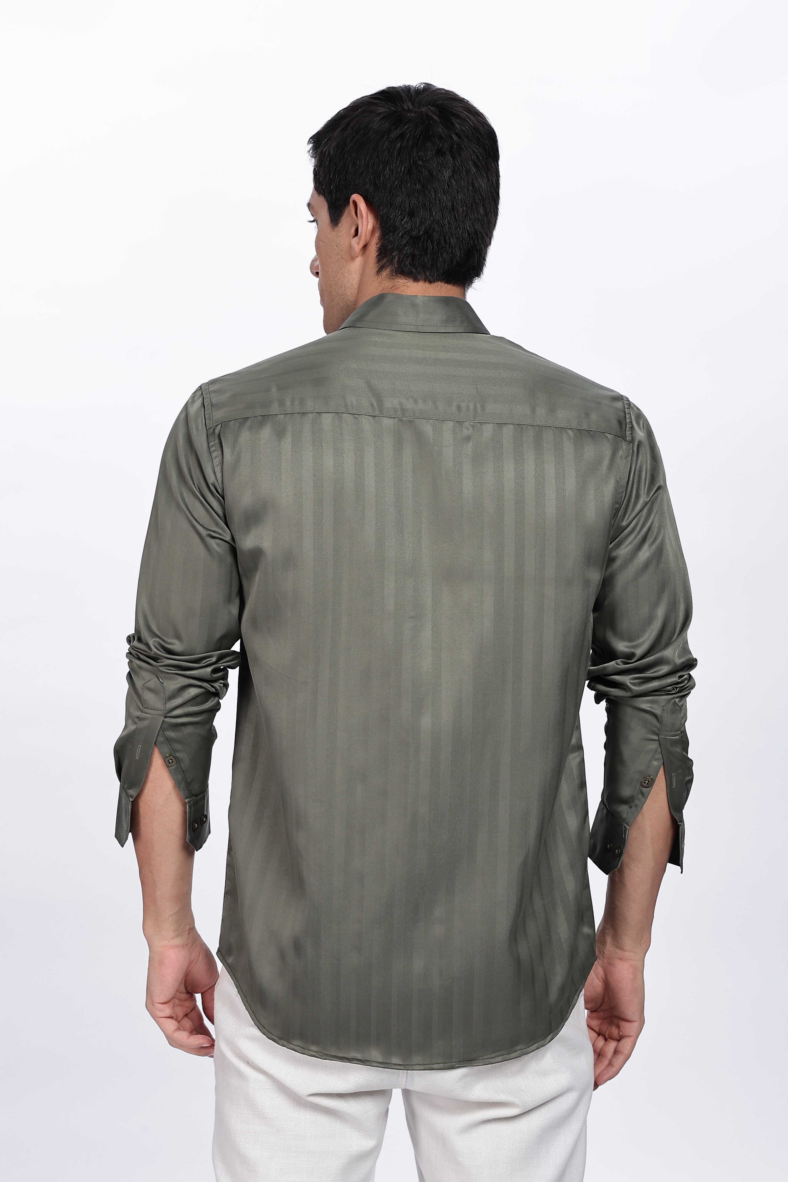 Olive Green Stripes Shirt