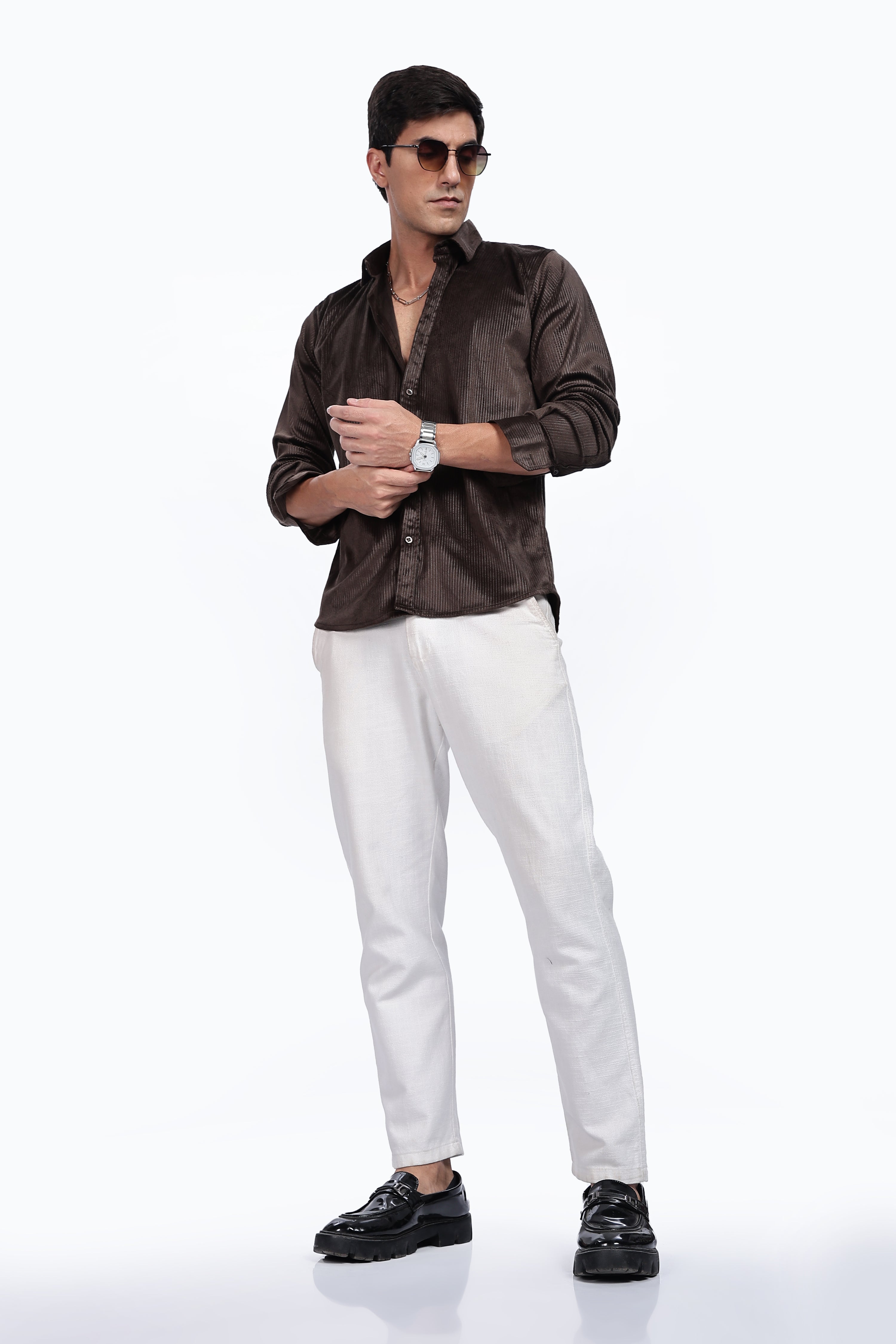 Pleat Creased Lavish Brown Shirt