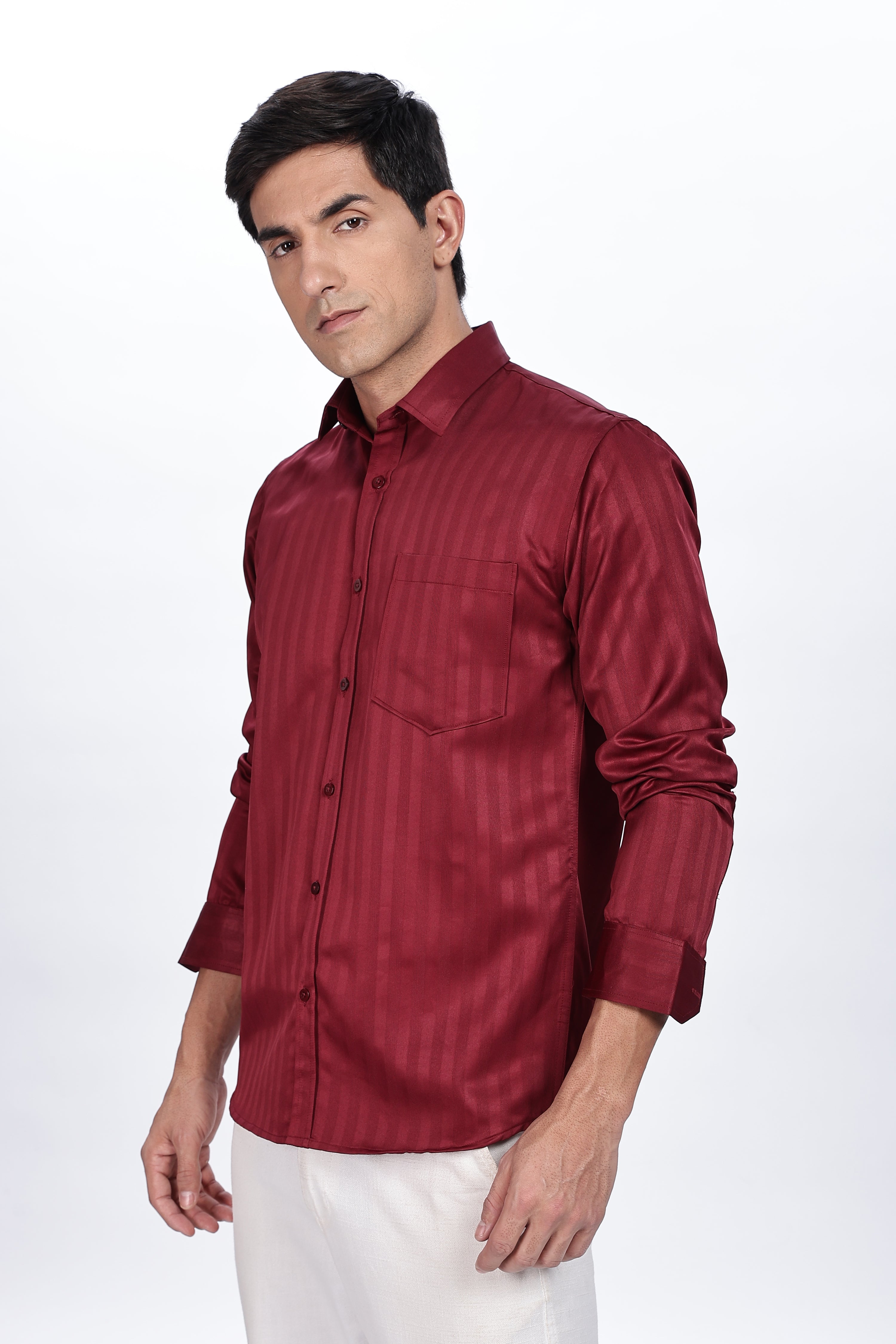 Cherry Red Stripes Shirt