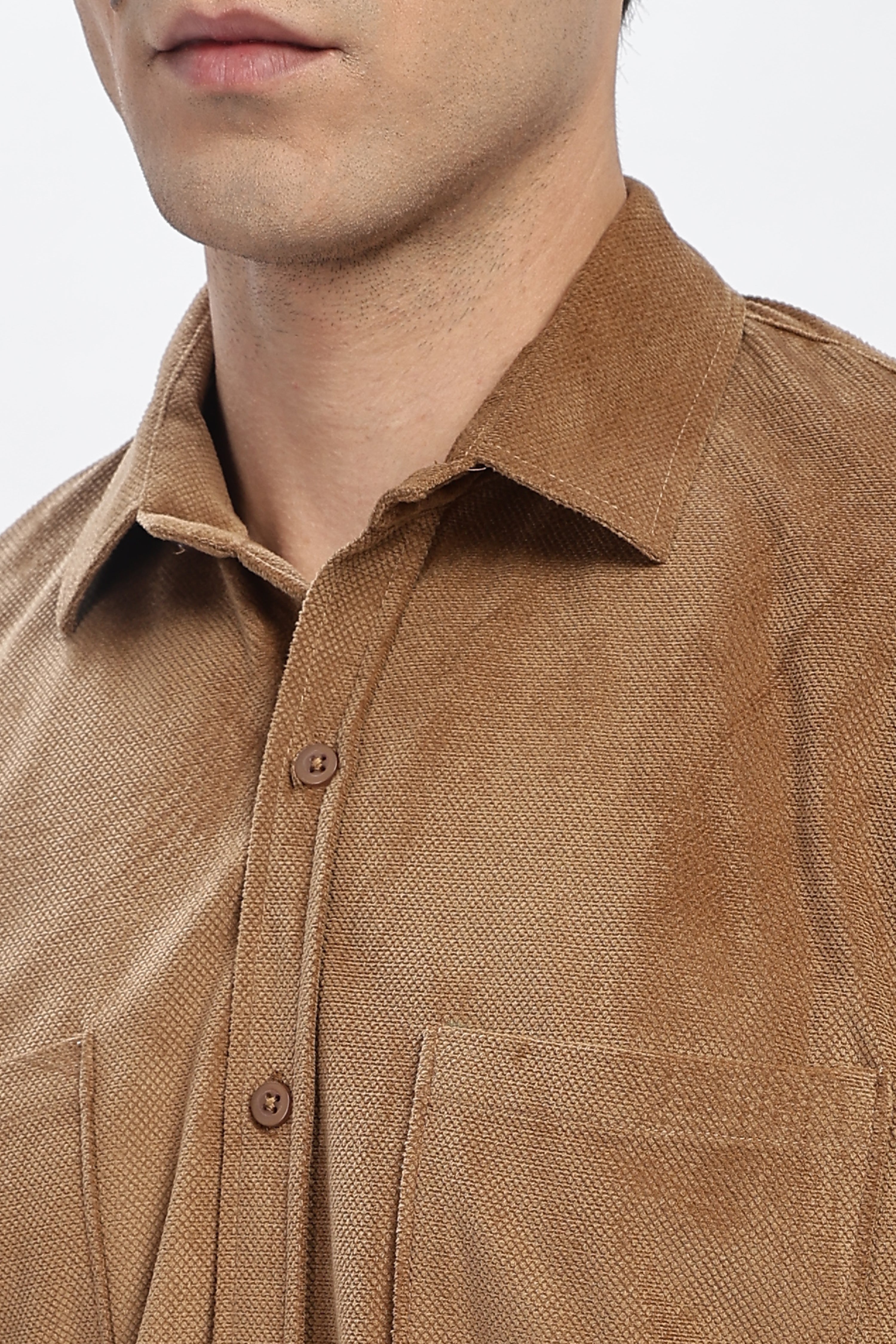 Khaaki Double Pocket Solid Shirt