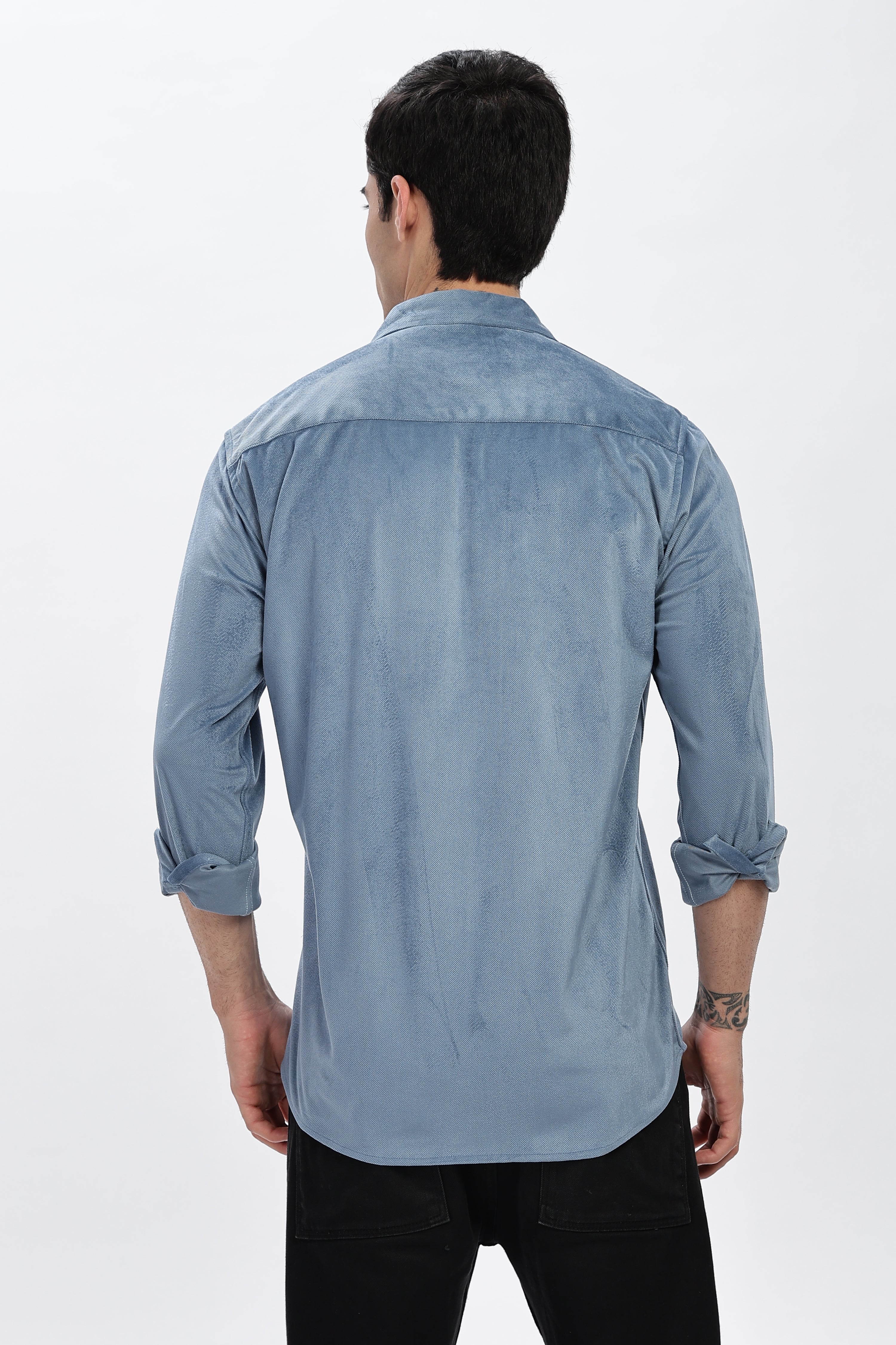 Light Blue Double Pocket Solid Shirt