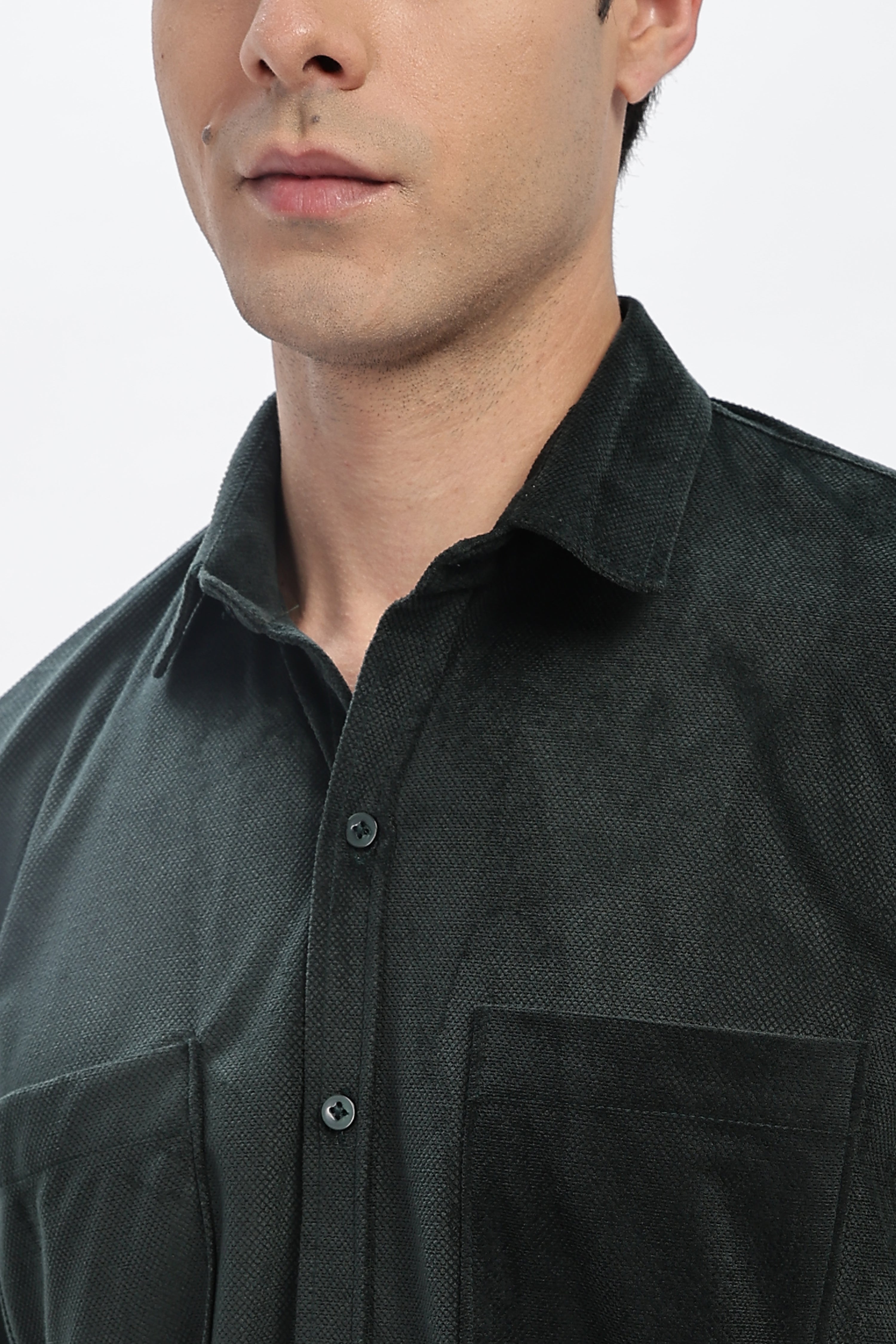 Lavish Green Double Pocket Solid Shirt