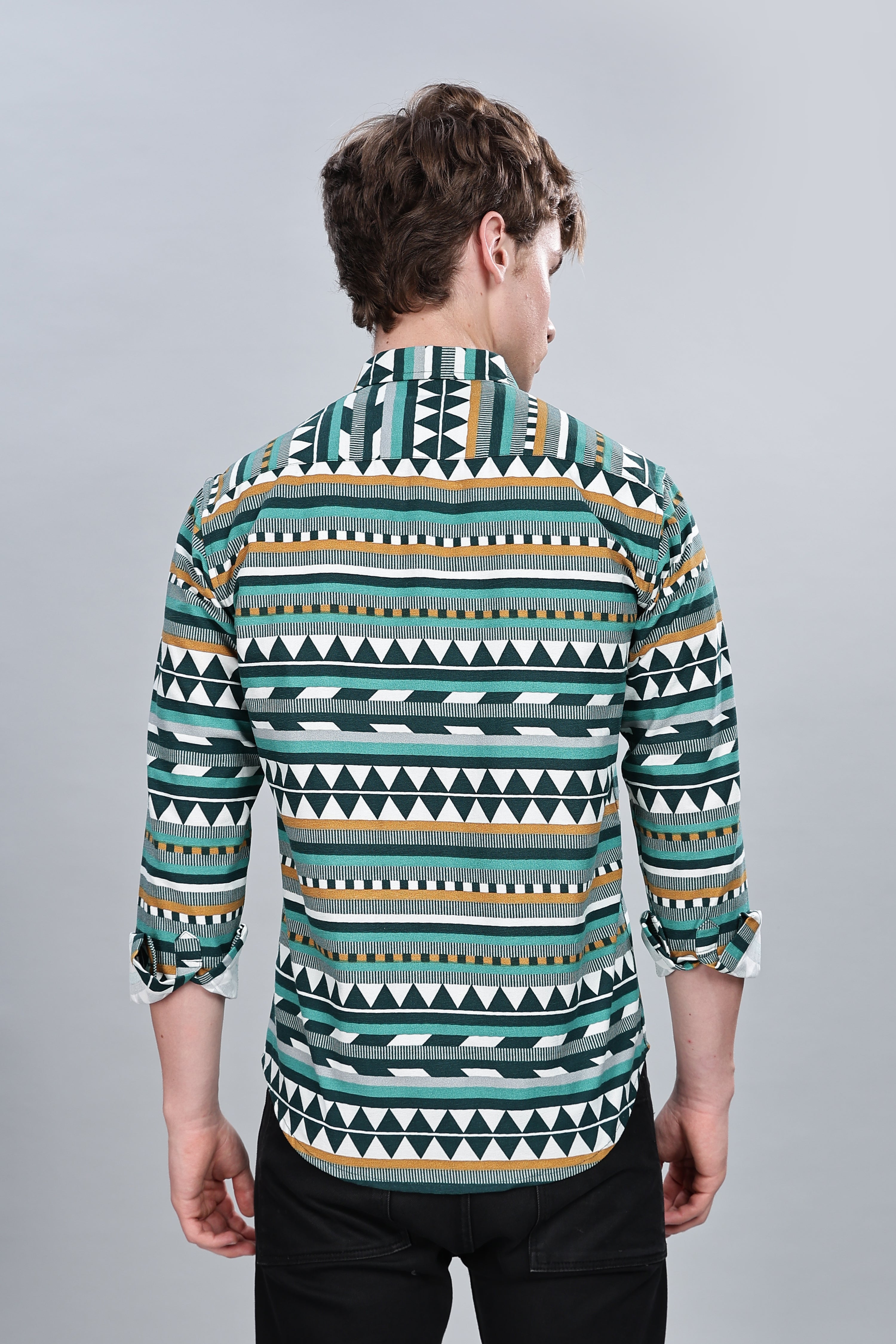 Green Aztec Relaxed Fit Overshirt