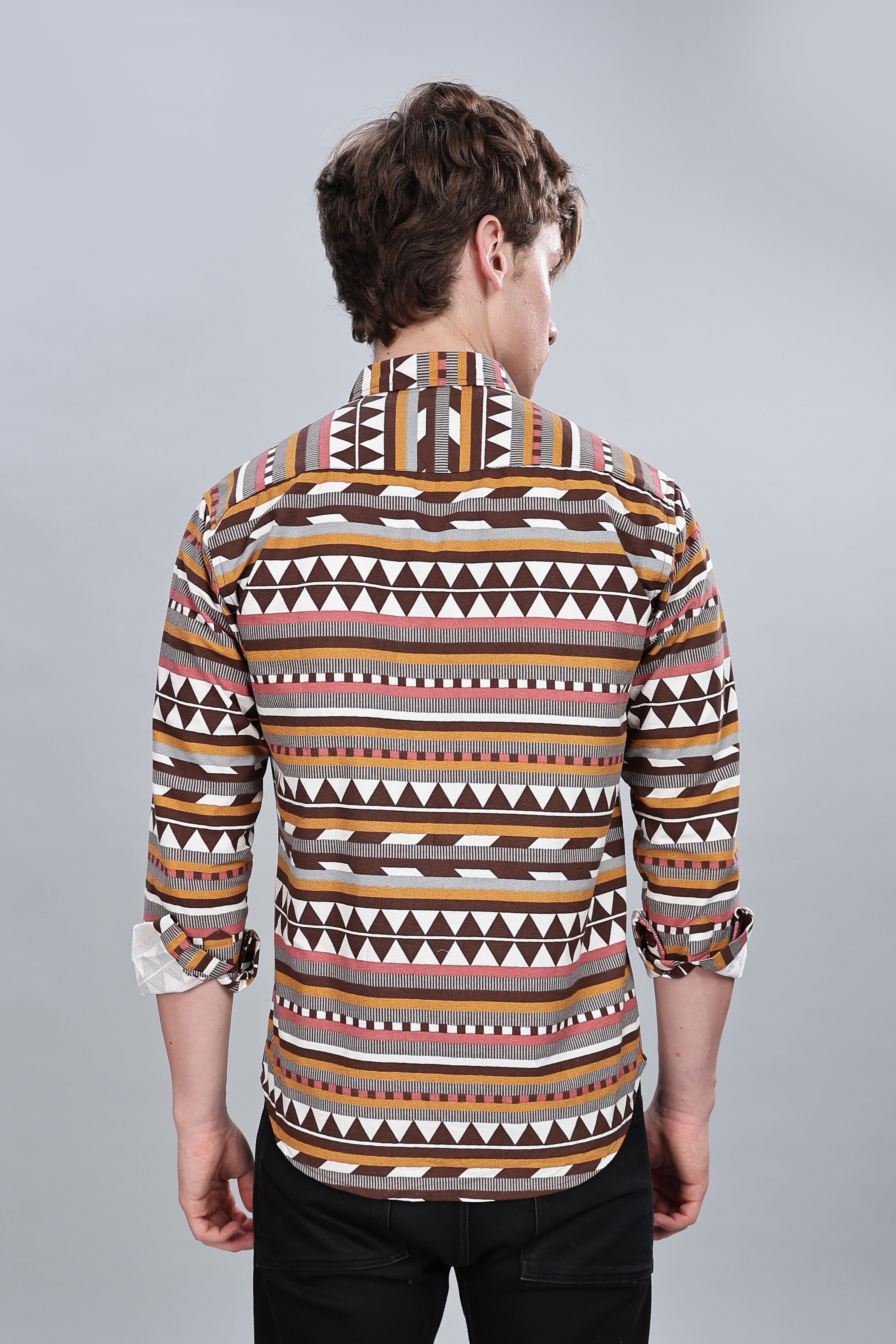 Orange Aztec Relaxed Fit Overshirt