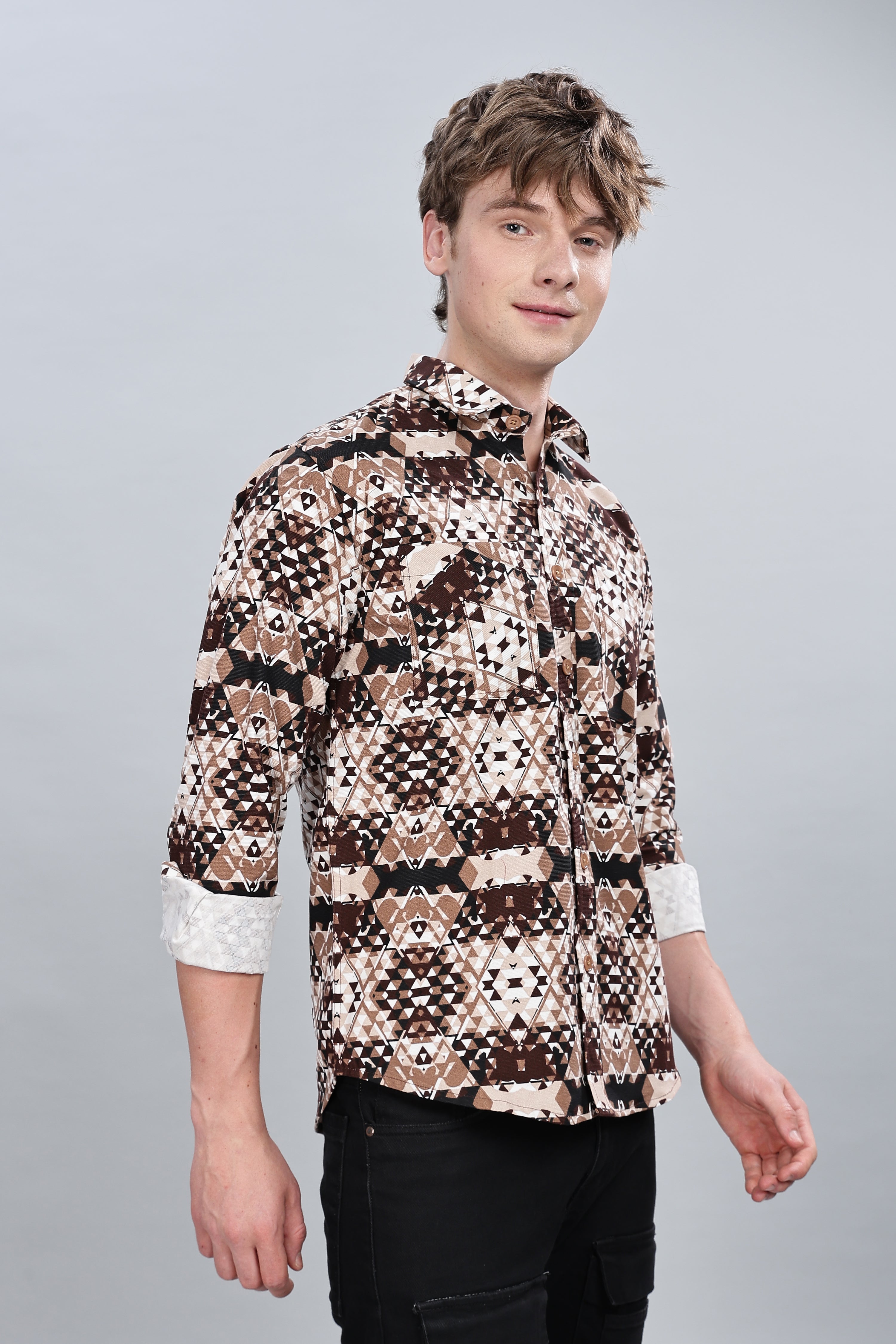 Cream Abstractix Relaxed Fit Overshirt