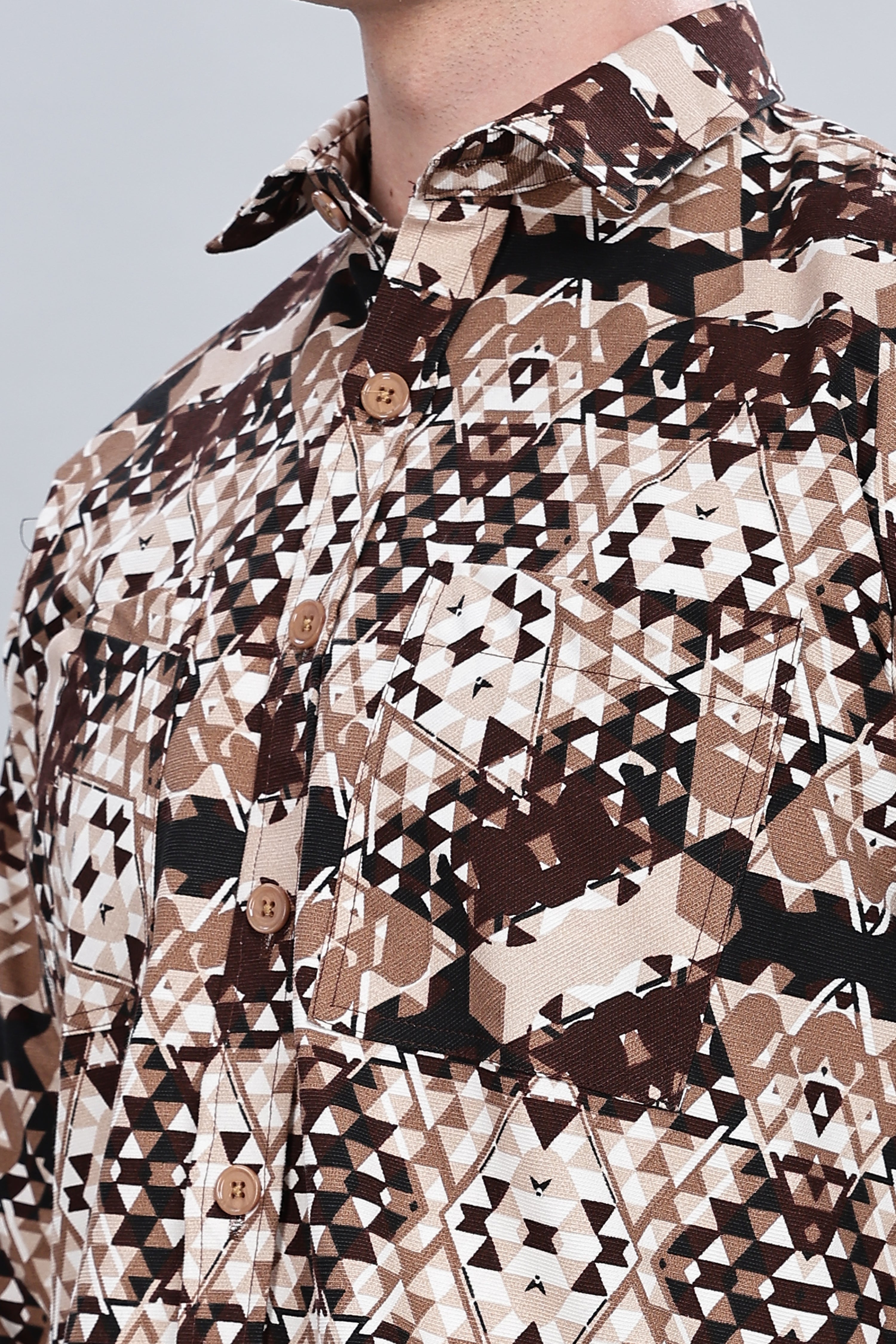 Cream Abstractix Relaxed Fit Overshirt