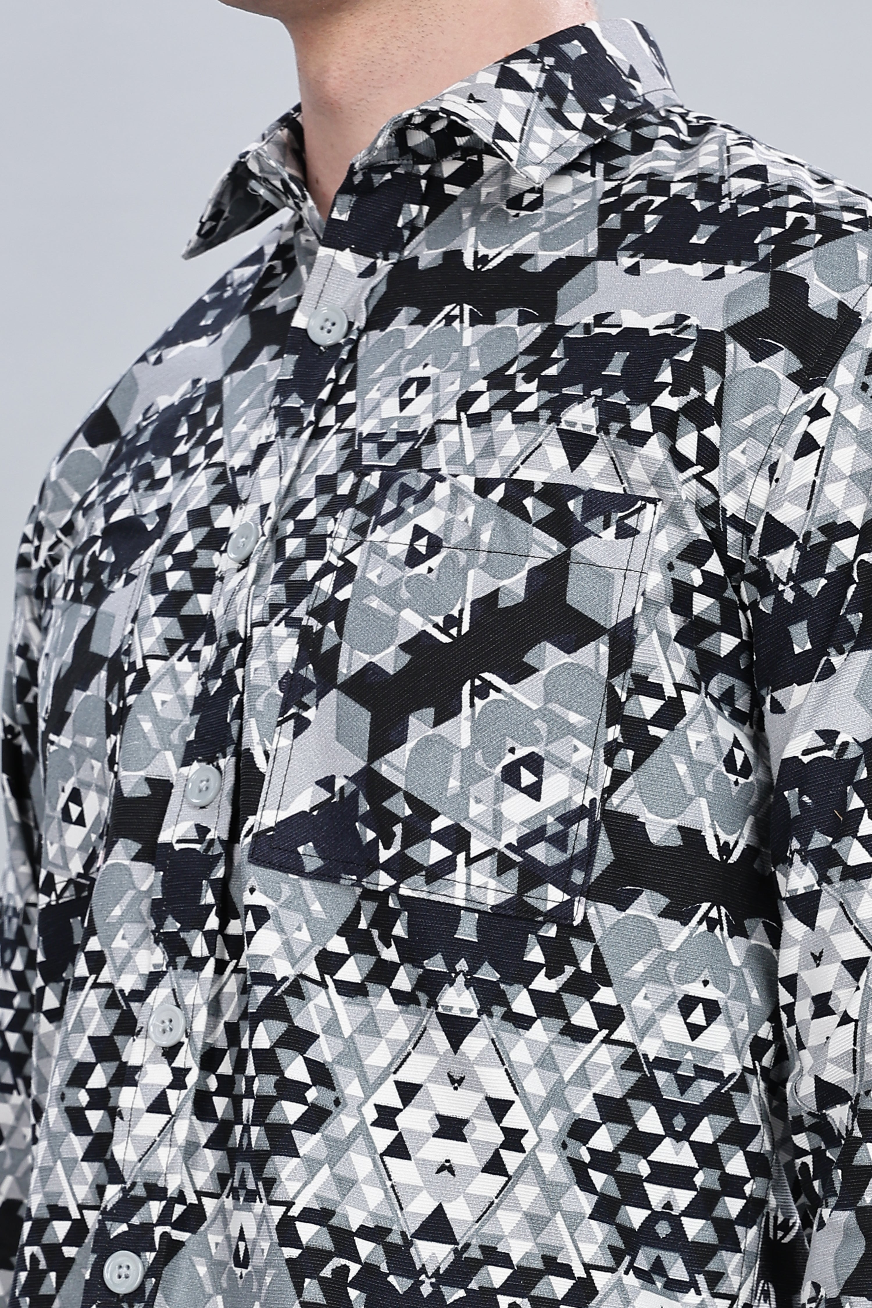 Greyish Abstractix Relaxed Fit Overshirt