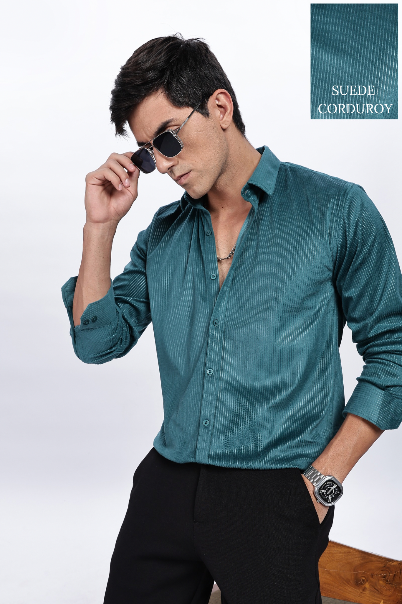 Pleat Creased Teal shirt