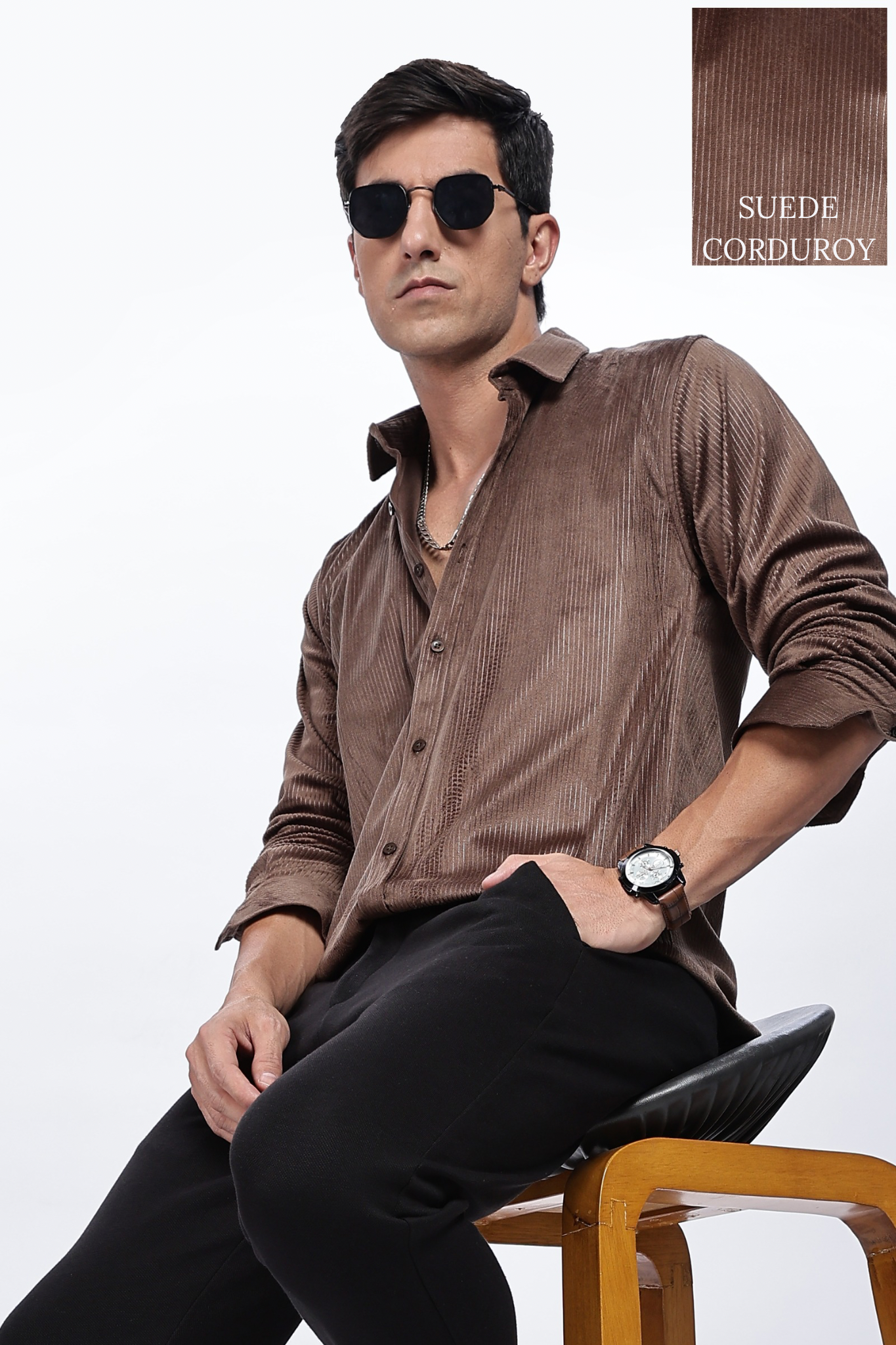 Pleat Creased Brown Shirt