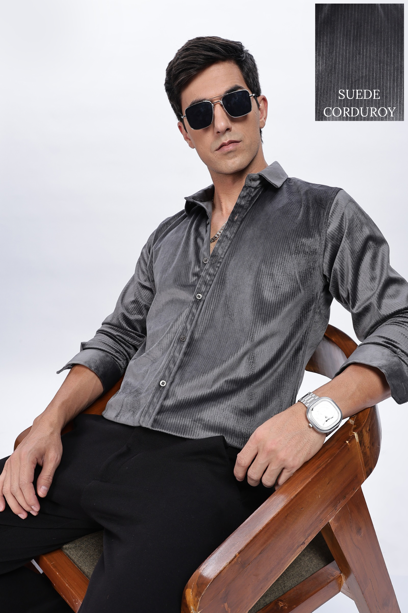 Pleat Creased Grey Shirt