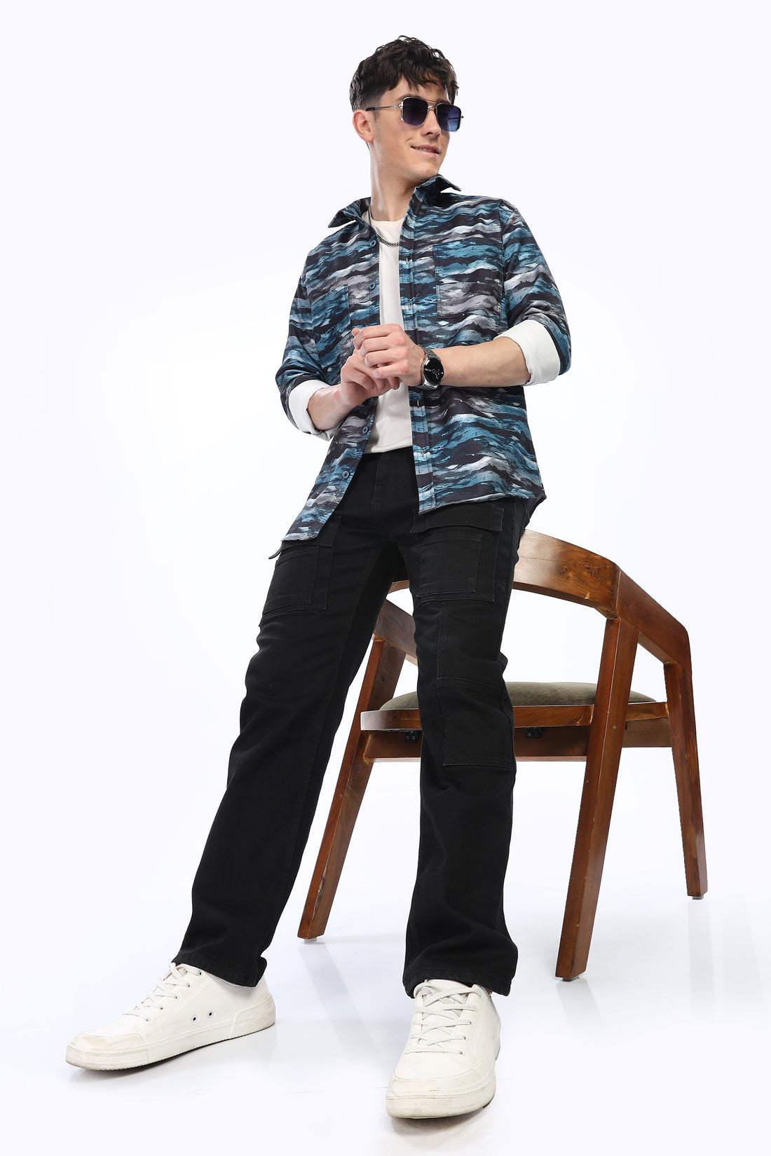 Blue Waves Relaxed Fit Overshirt