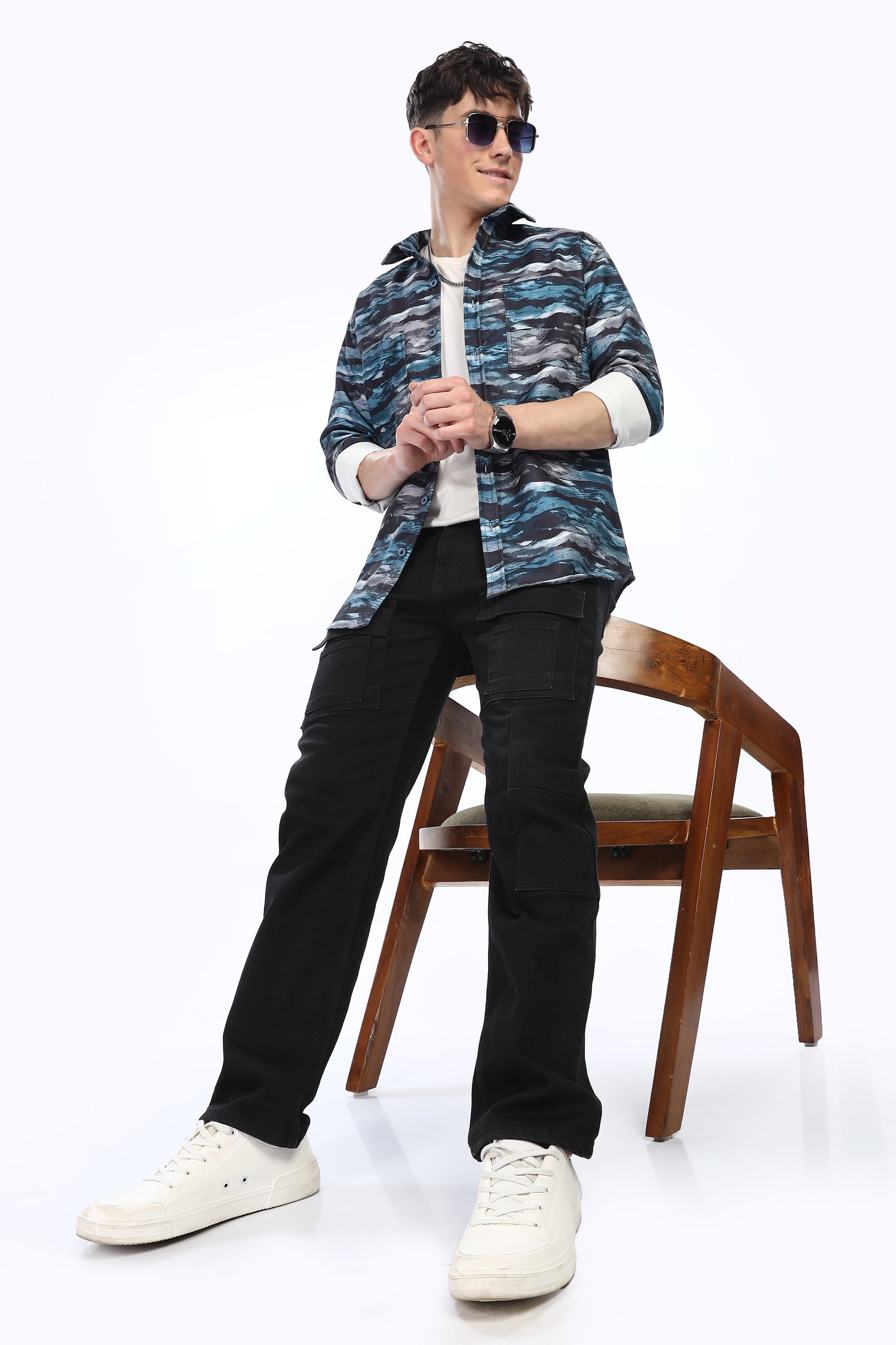 Blue Waves Relaxed Fit Overshirt