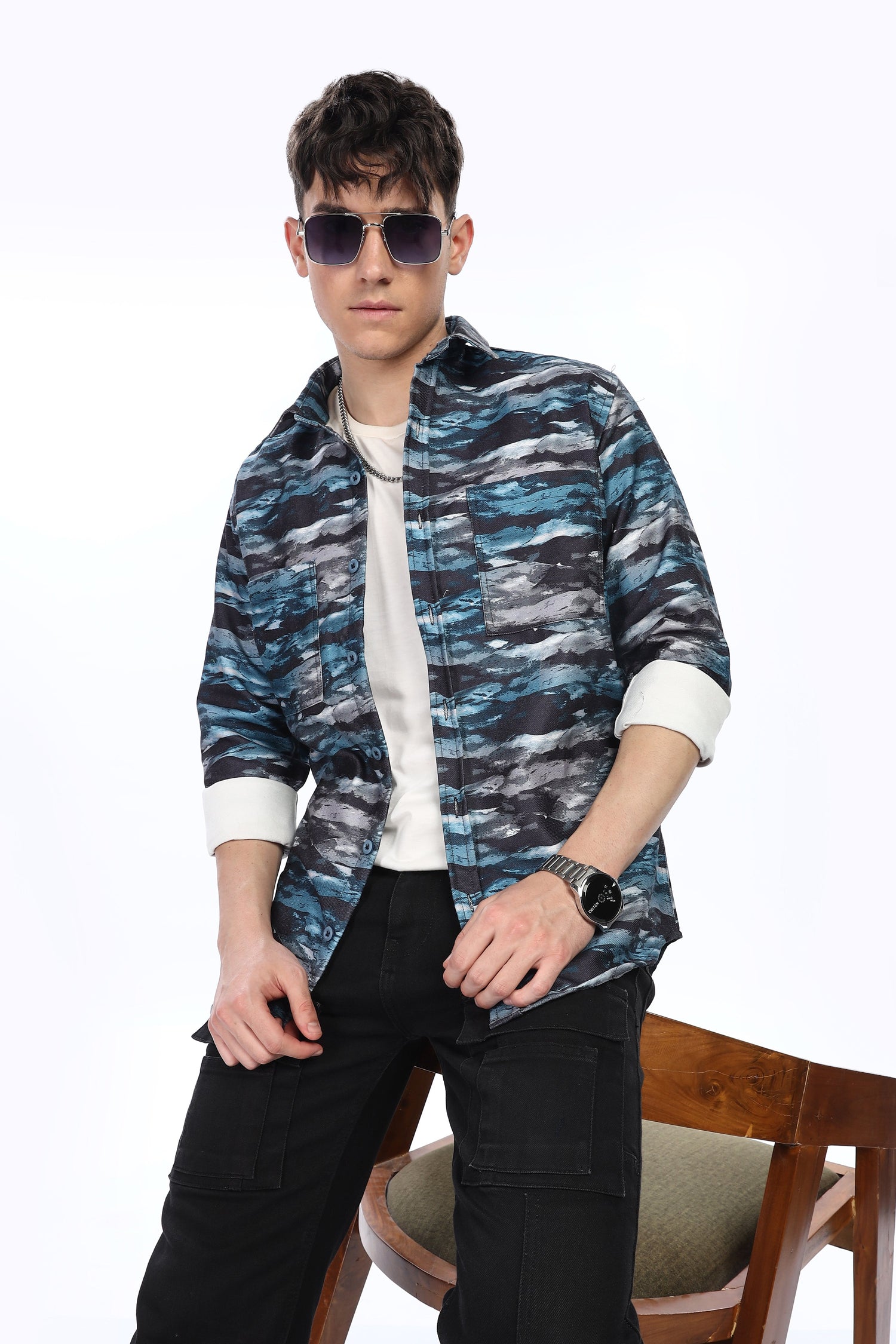 Blue Waves Relaxed Fit Overshirt