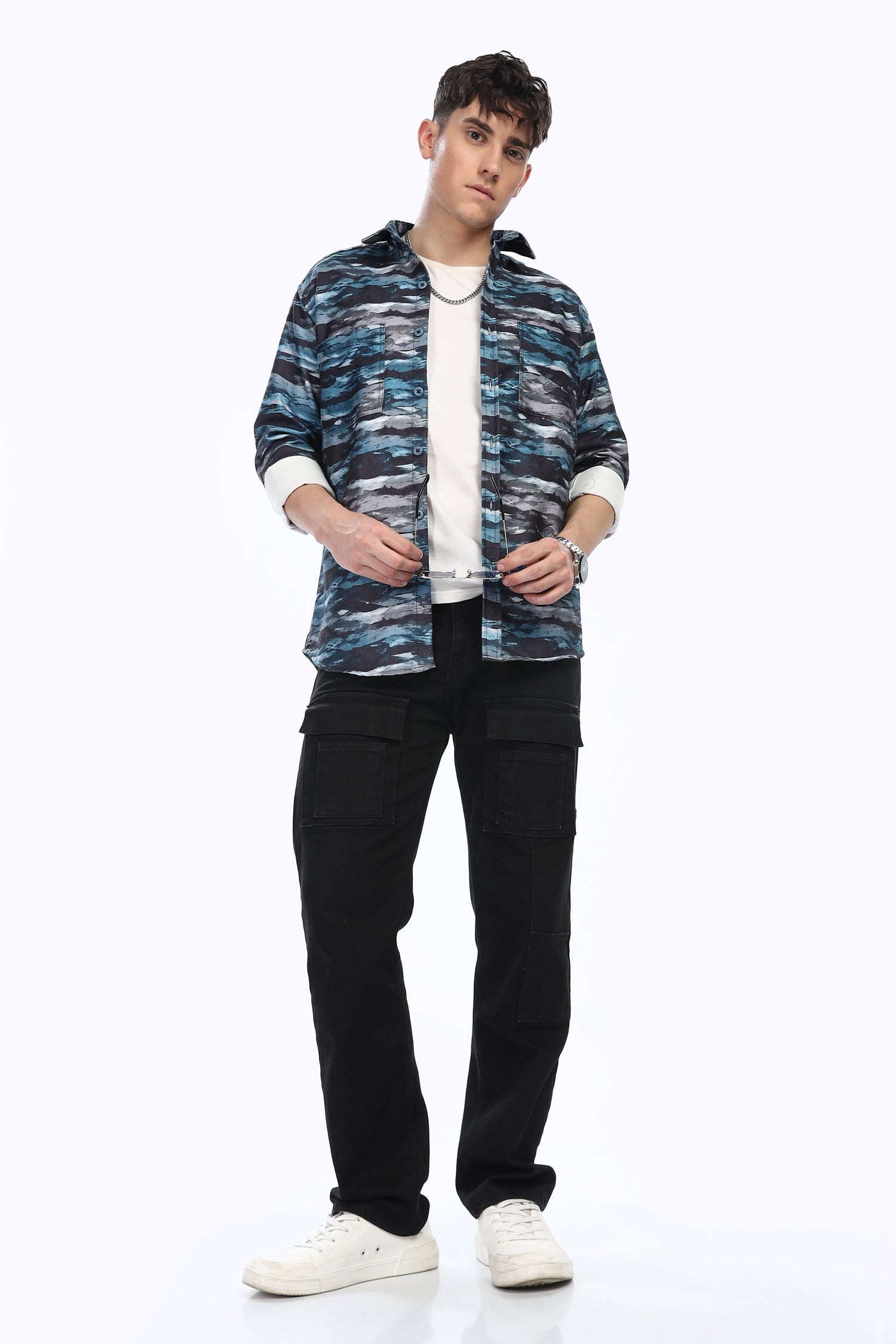 Blue Waves Relaxed Fit Overshirt