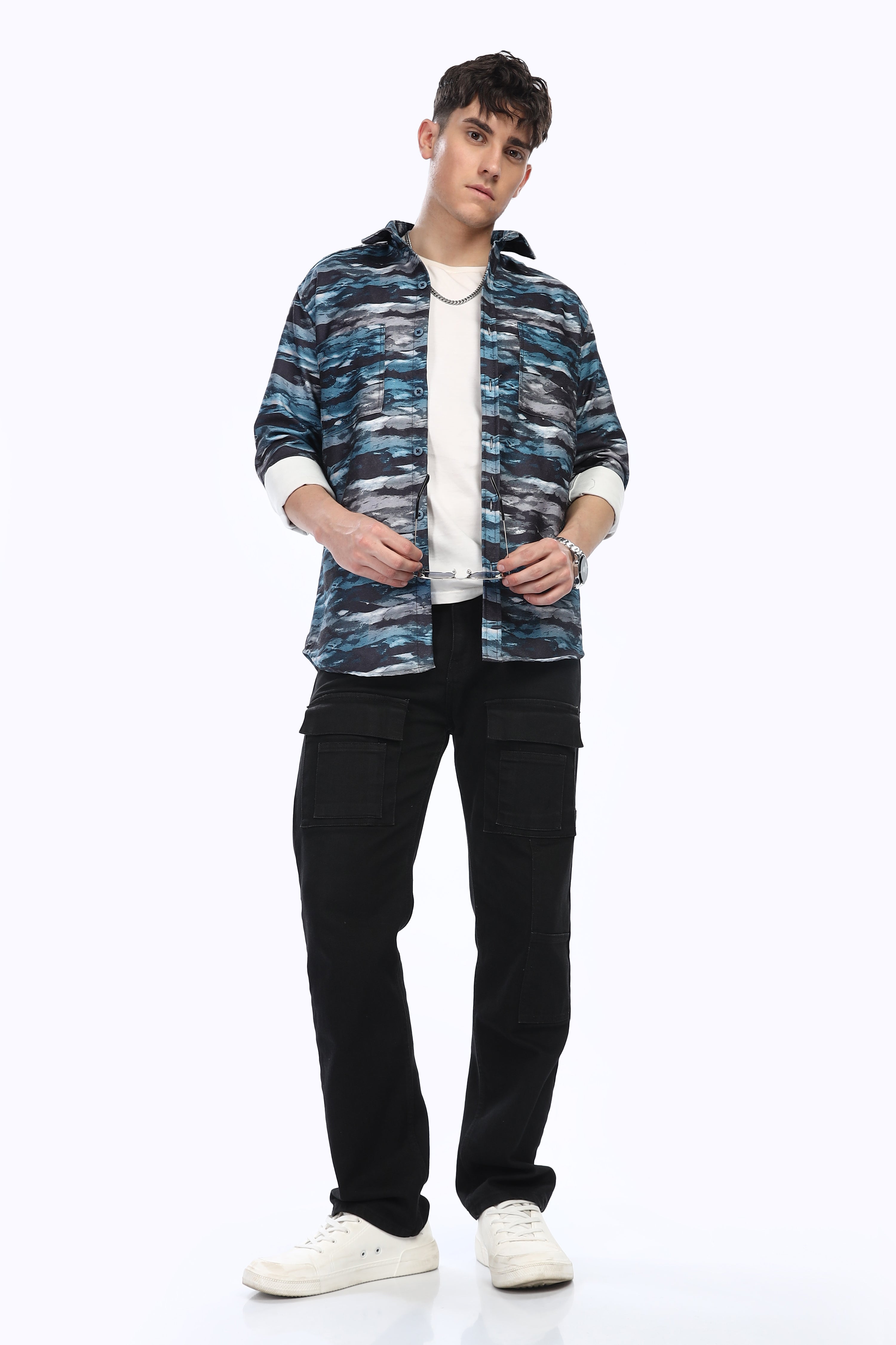 Blue Waves Relaxed Fit Overshirt