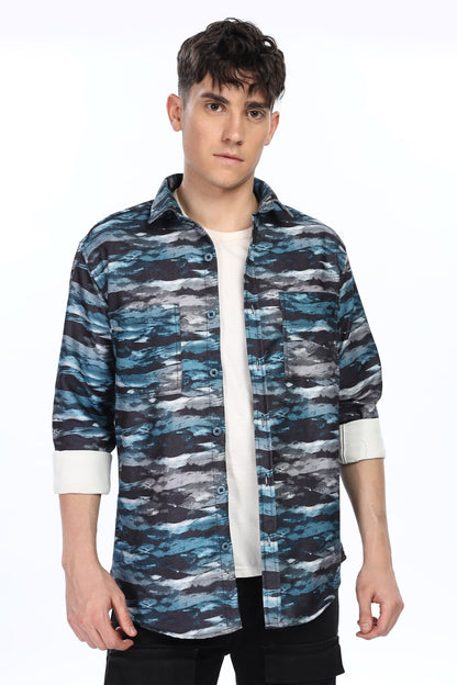 Blue Waves Relaxed Fit Overshirt