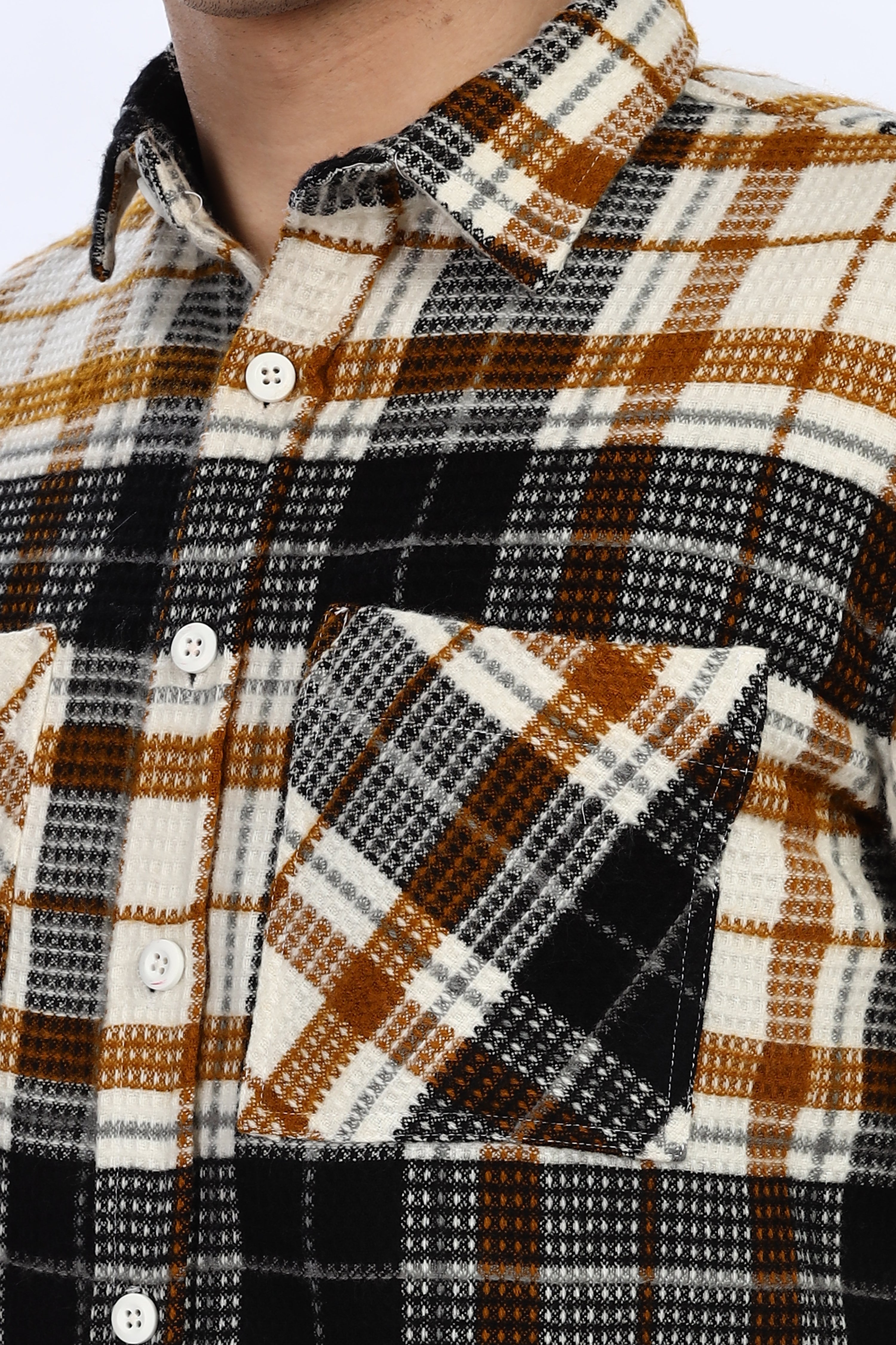 Waffle Orange Flannel Relaxed Fit Overshirt