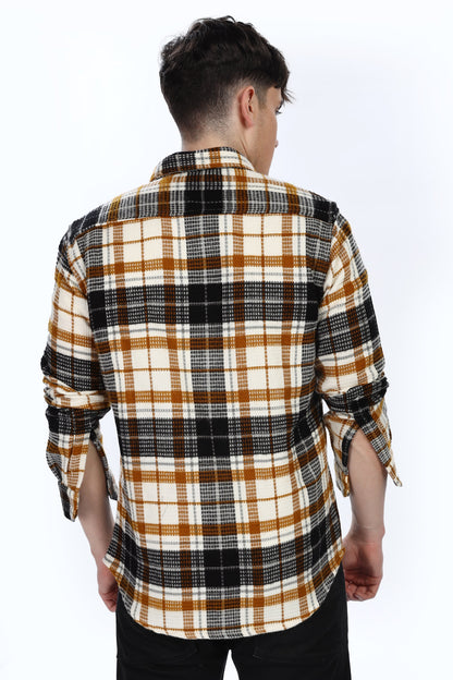 Waffle Orange Flannel Relaxed Fit Overshirt