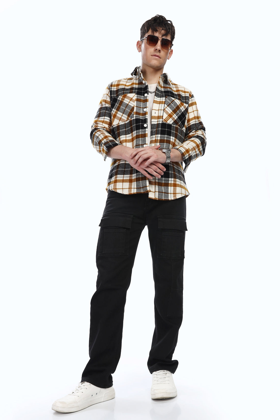 Waffle Orange Flannel Relaxed Fit Overshirt
