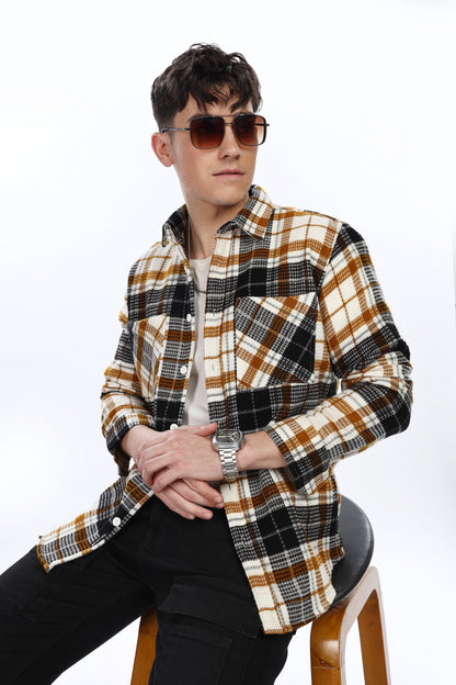 Waffle Orange Flannel Relaxed Fit Overshirt