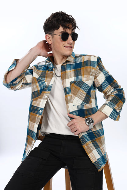 Waffle Blue Flannel Relaxed Fit Overshirt