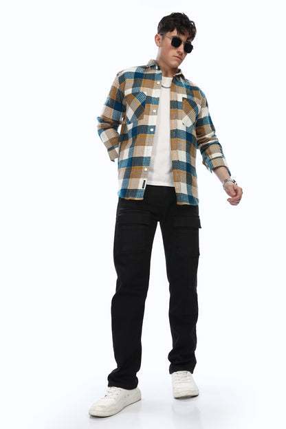 Waffle Blue Flannel Relaxed Fit Overshirt