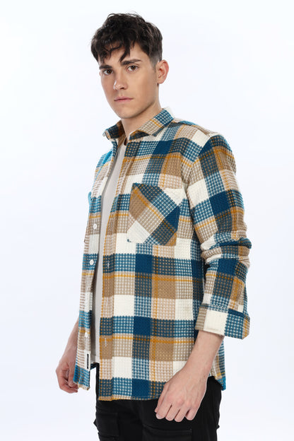 Waffle Blue Flannel Relaxed Fit Overshirt