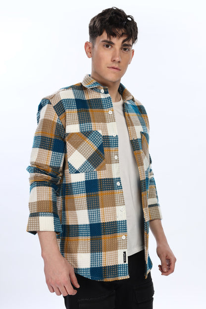 Waffle Blue Flannel Relaxed Fit Overshirt