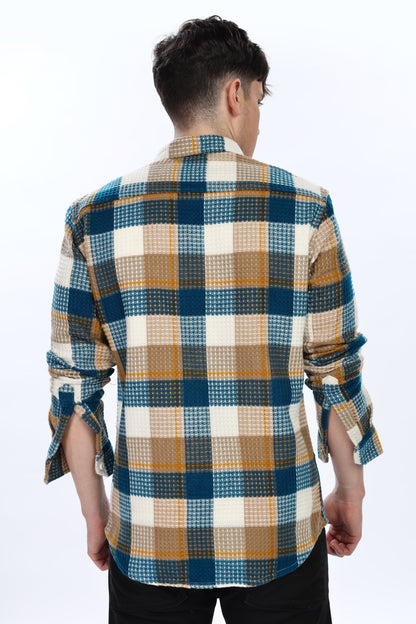 Waffle Blue Flannel Relaxed Fit Overshirt