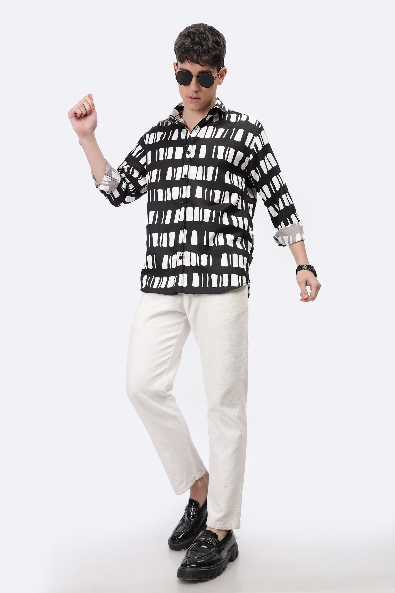 White Box Abstract Slim Fit Shirt