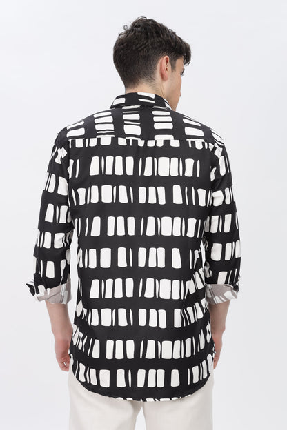 White Box Abstract Slim Fit Shirt