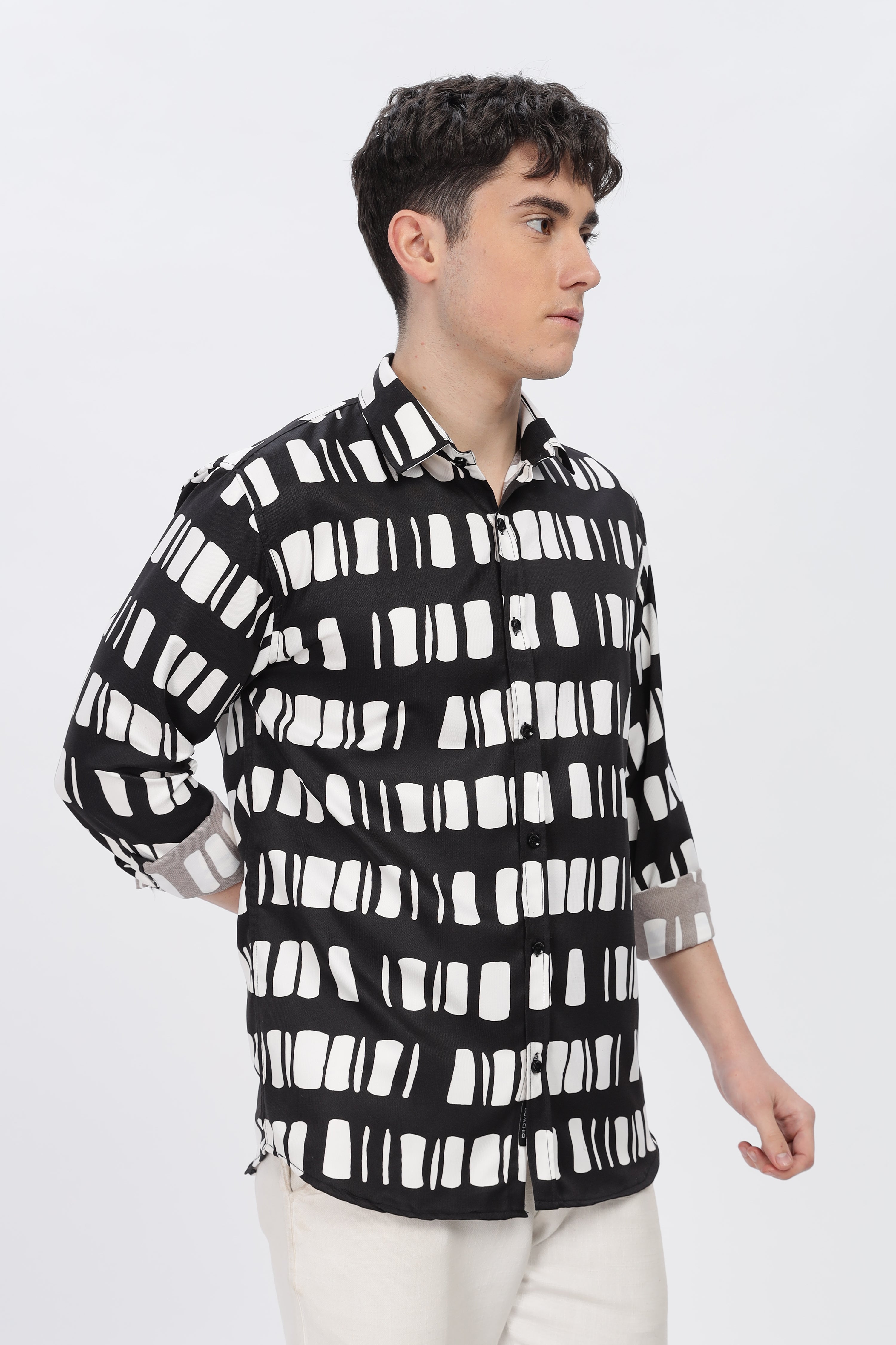 White Box Abstract Slim Fit Shirt