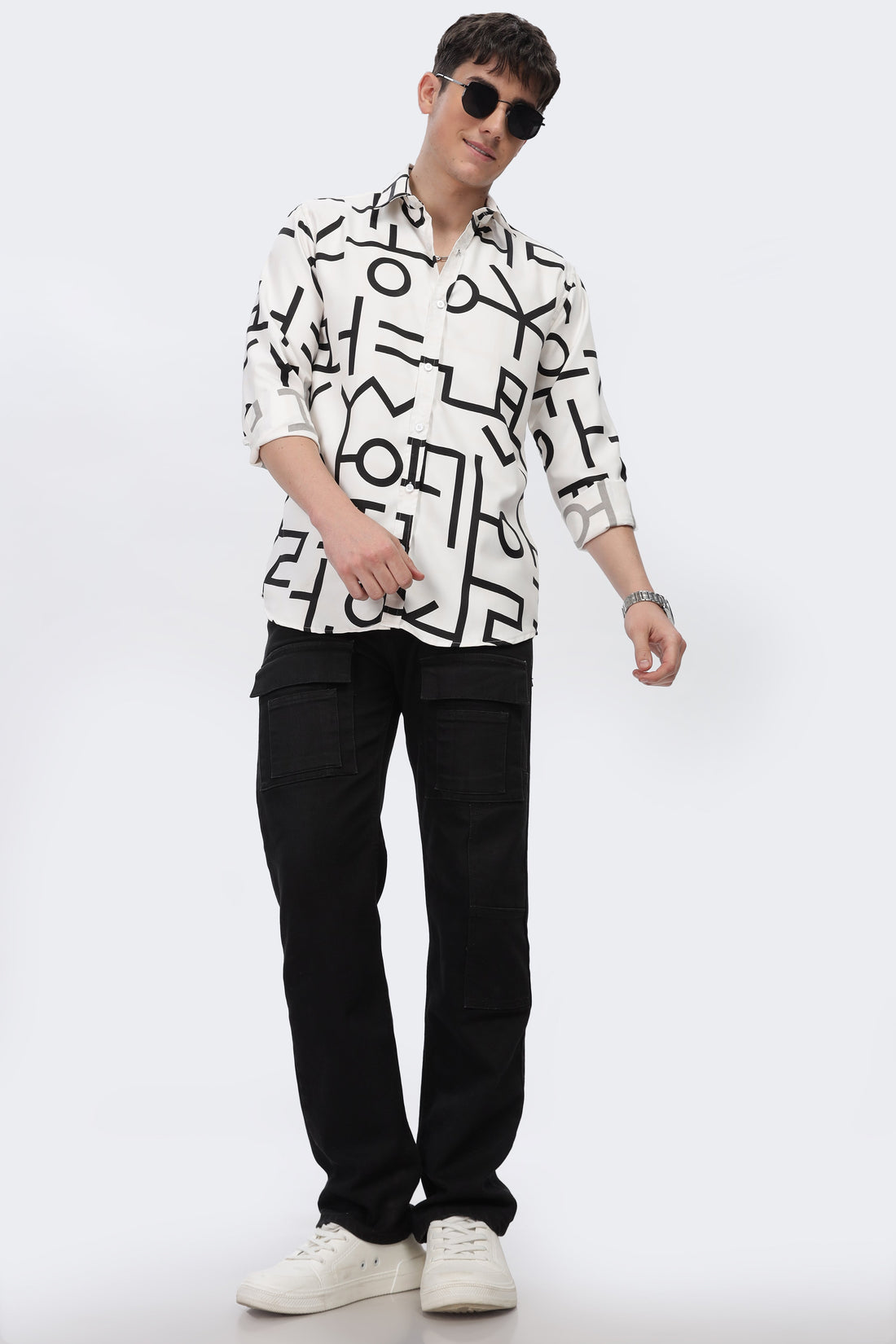 Black Abstract Slim Fit Shirt