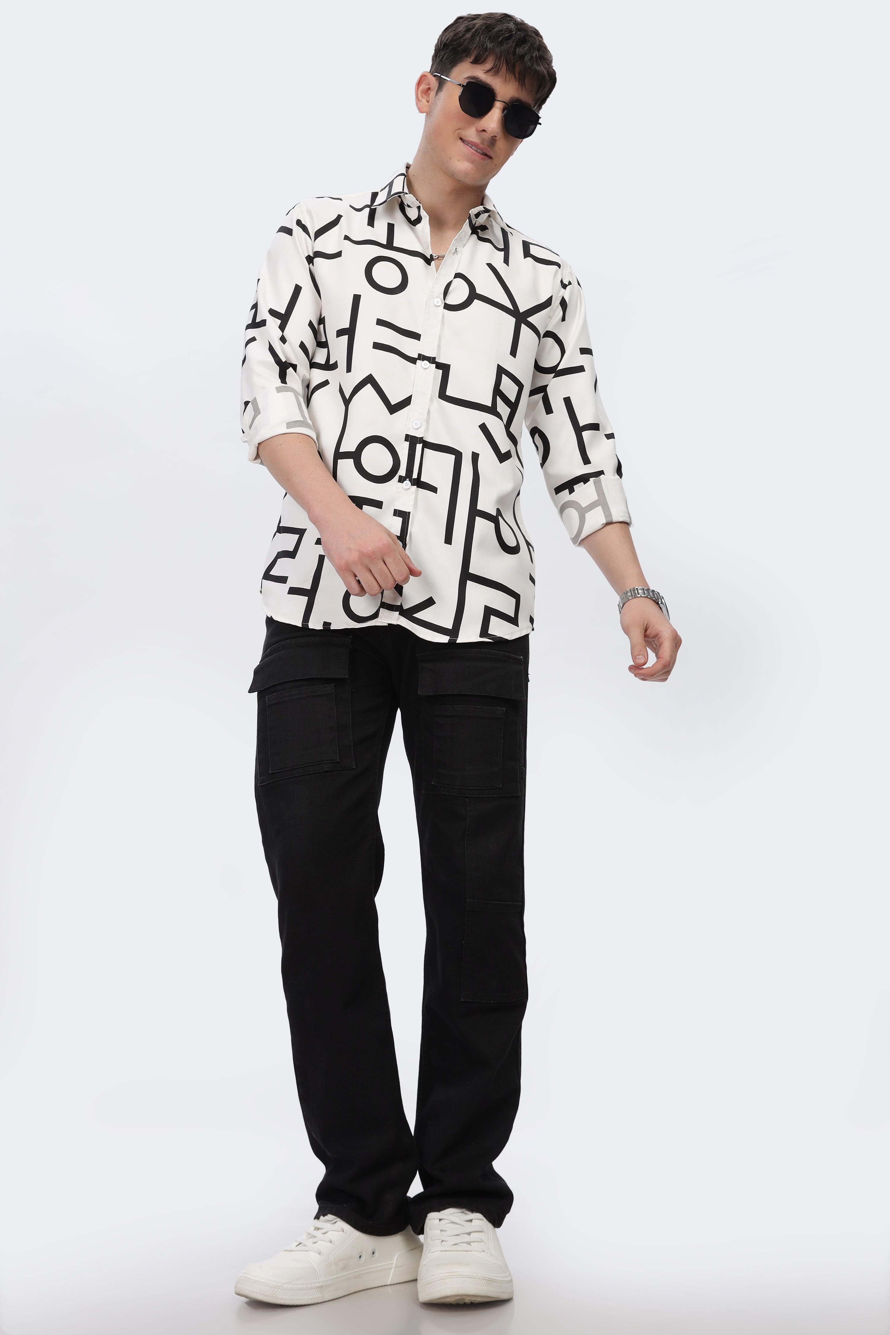 Black Abstract Slim Fit Shirt