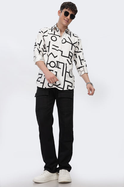 Black Abstract Slim Fit Shirt
