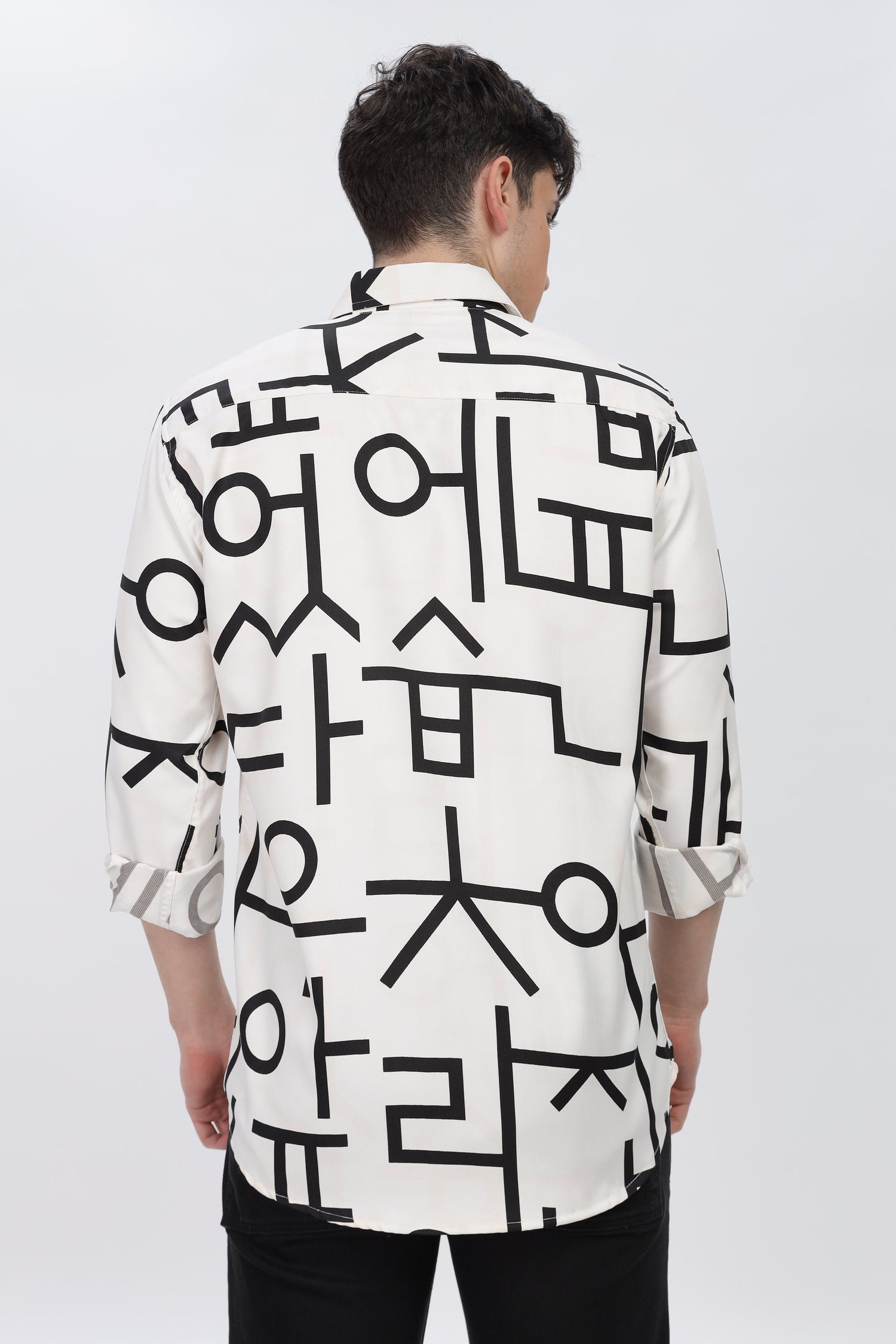 Black Abstract Slim Fit Shirt