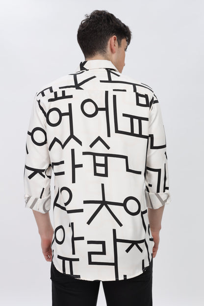 Black Abstract Slim Fit Shirt