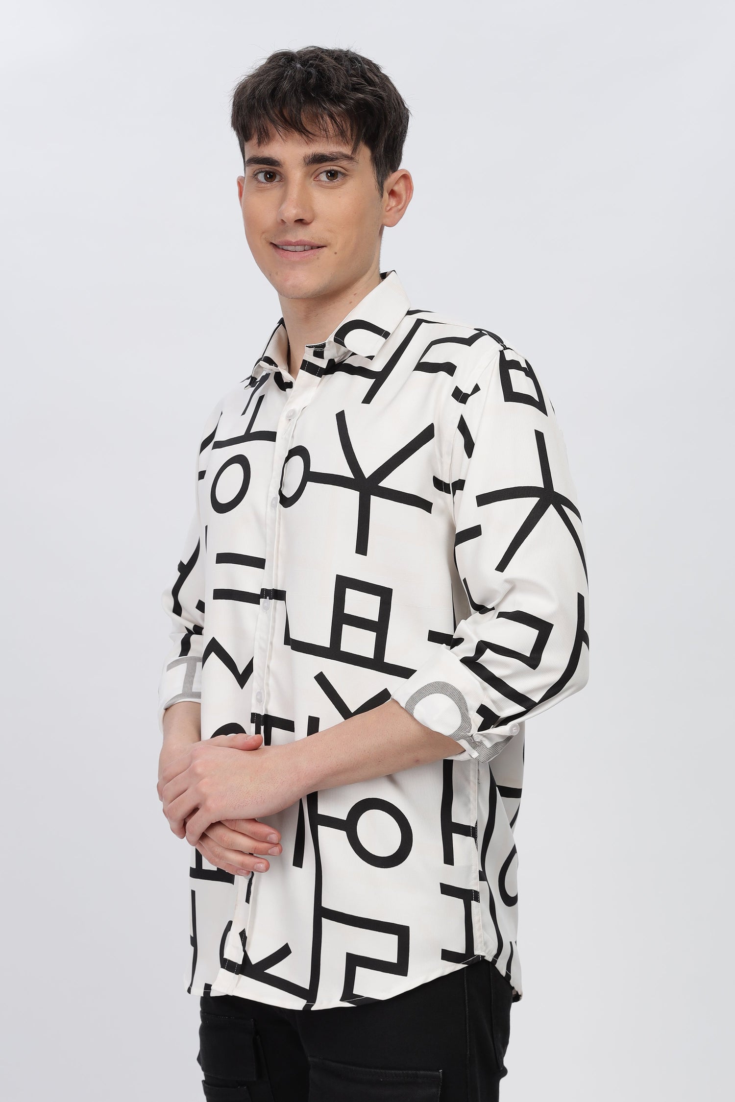 Black Abstract Slim Fit Shirt